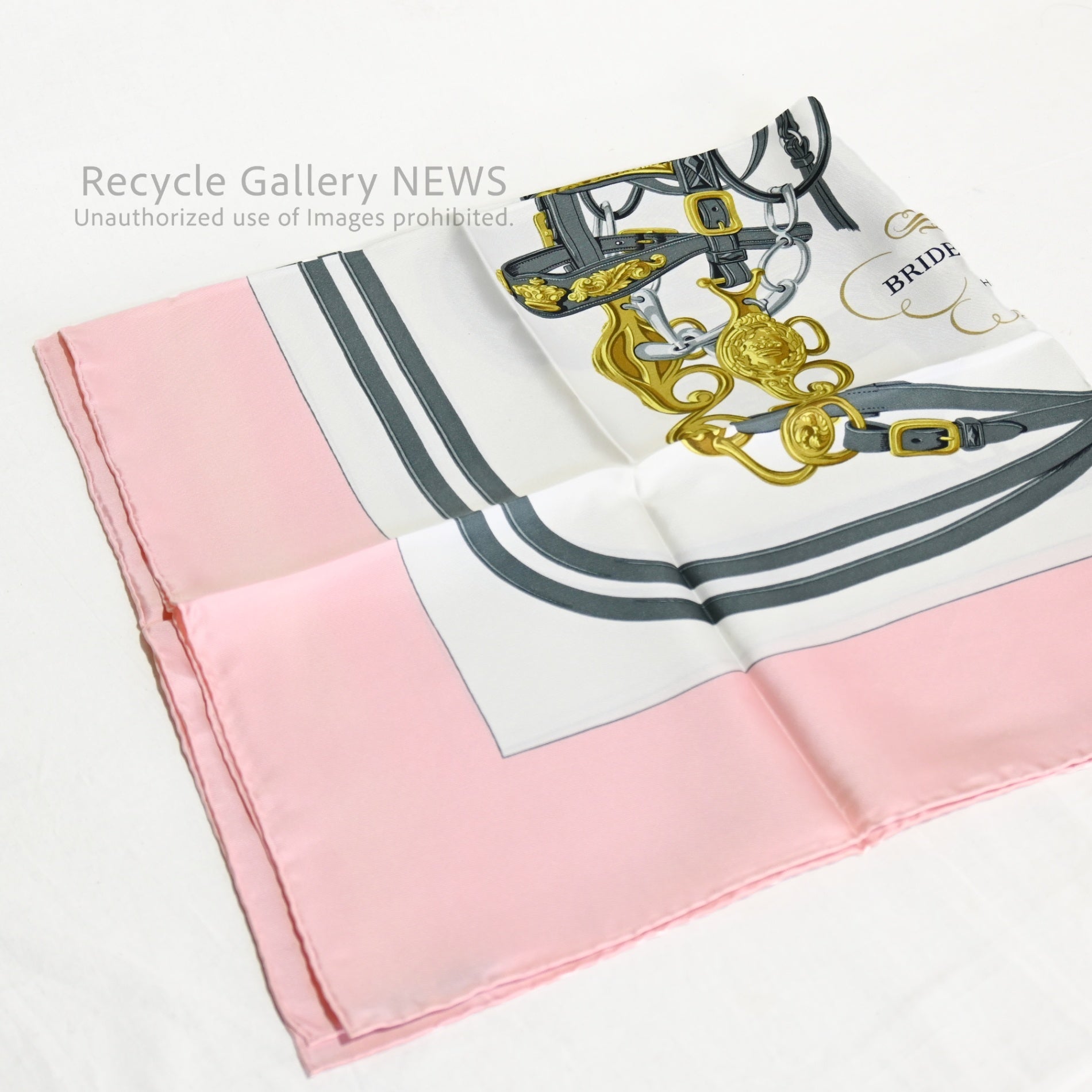 HERMES Carre 90 Bride de Gala Pink Unused Vintage France / エルメス カレ90 ブリッド ドゥ ガラ ピンク 未使用・新古品  ヴィンテージ フランス