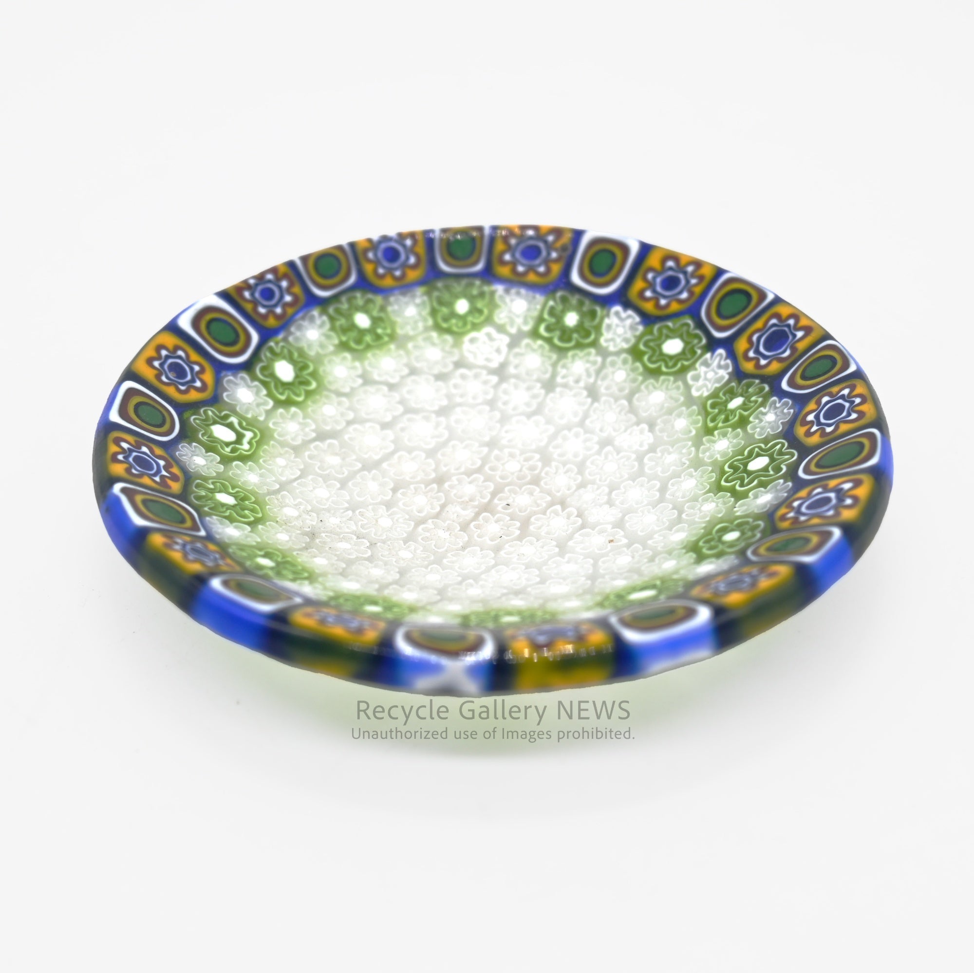 Venezian glass Millefiori Glass Plate Italia Artisan Craftsmanship Floral Pattern / ヴェネチアンガラス ミルフィオリ ガラスプレート 小皿 イタリア クラフトマンシップ 花柄