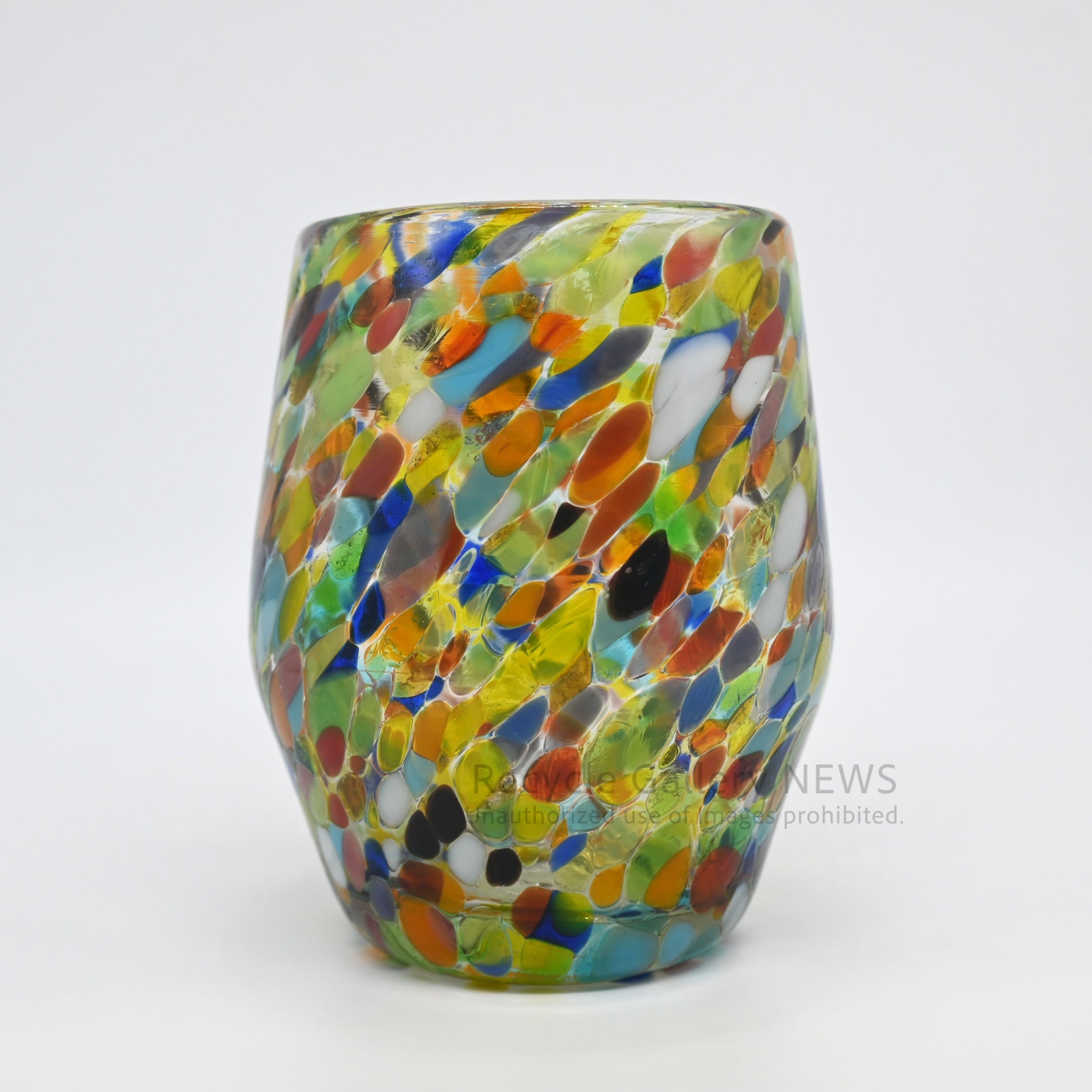 Colorful Fusion Confetti Glass Art Tumbler Mexican Style / コンフェッティ アートガラス フュージョンガラス タンブラー マルチカラー メキシカンガラス