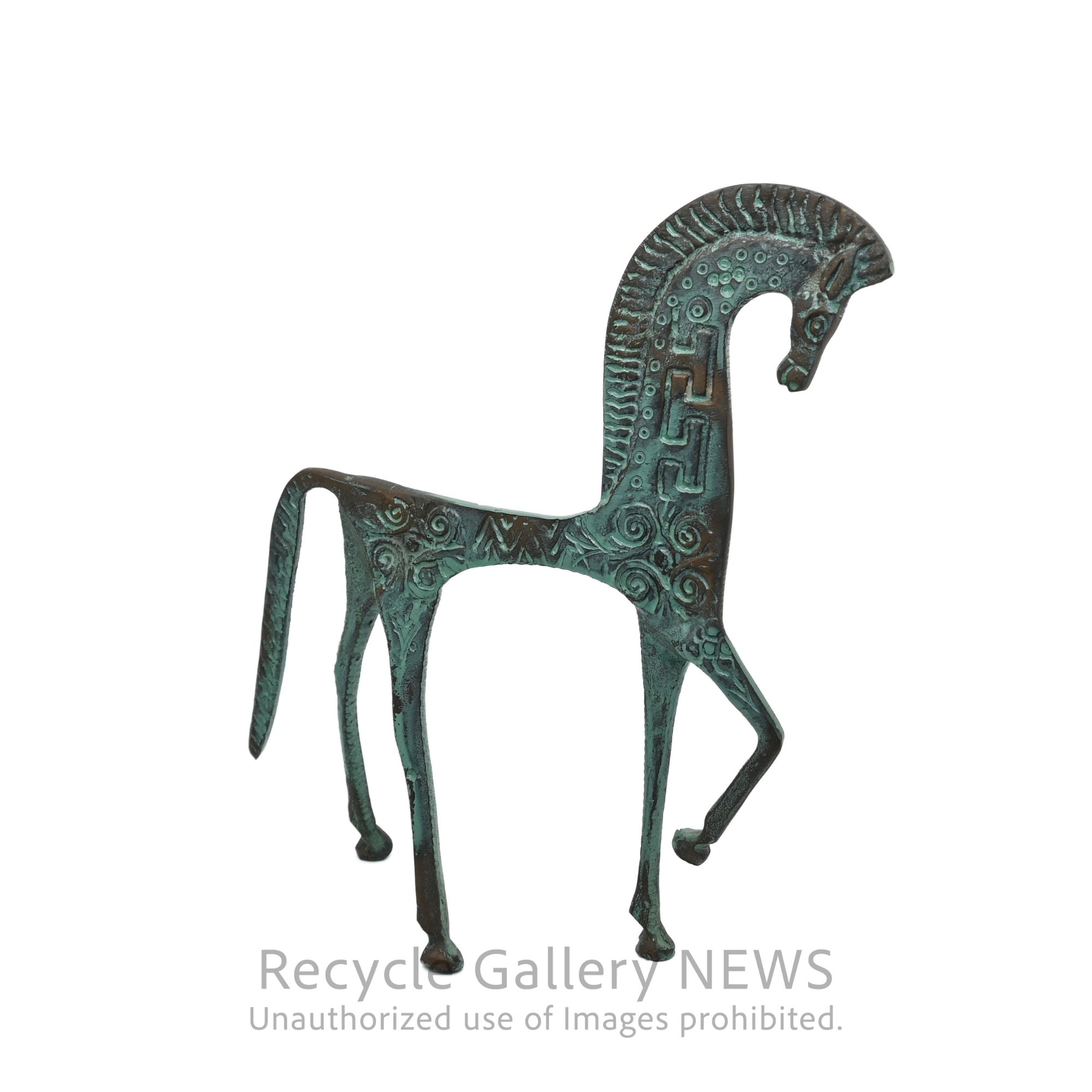 Greek Horse Statue Green Bronze / ギリシャ風 青銅 ブロンズ オブジェ 馬