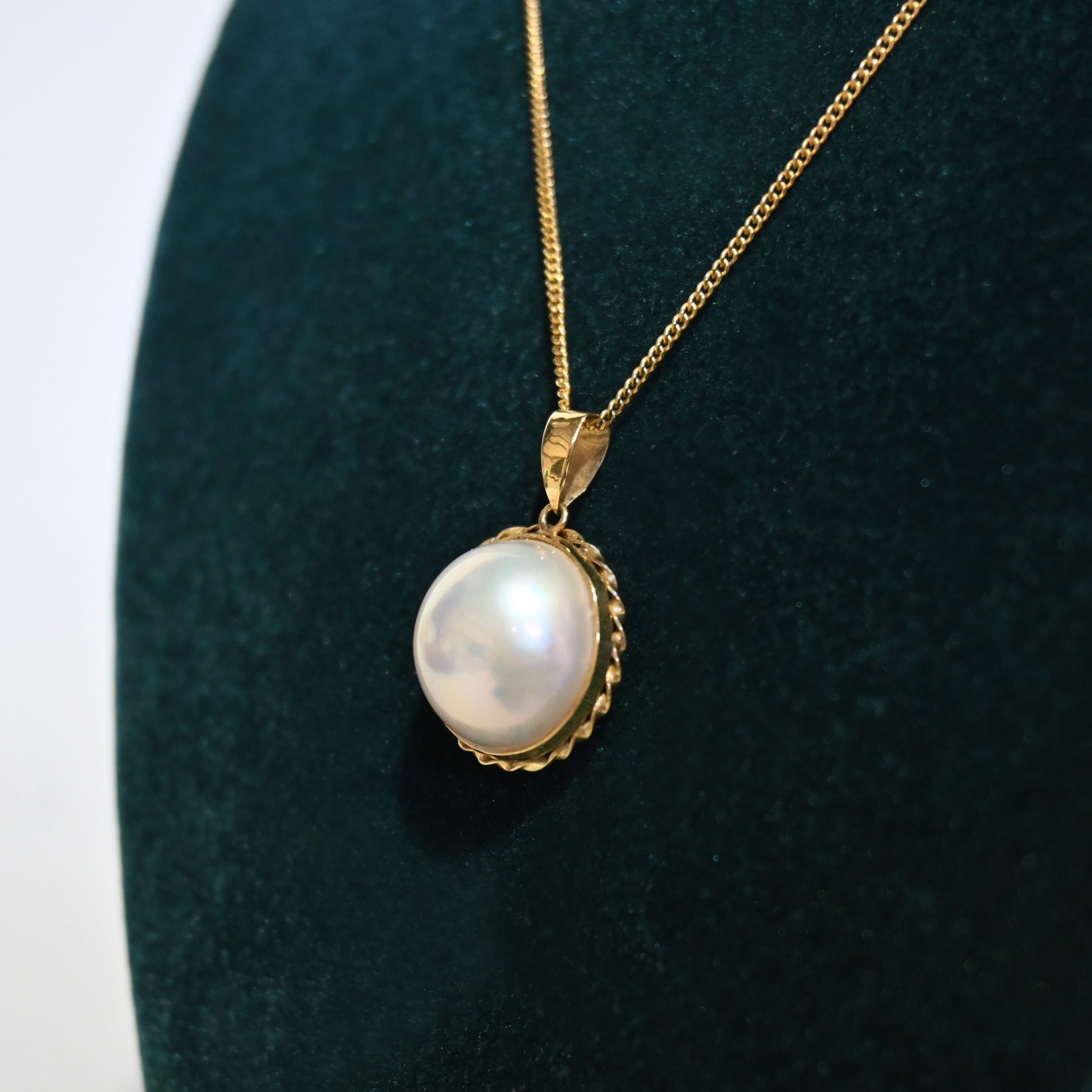 Half Pearl Pendant top & Necklace K18 Gold Antique Jewelry / ハーフパール ペンダントトップ＆ネックレス 18金 ゴールド アンティーク ジュエリー