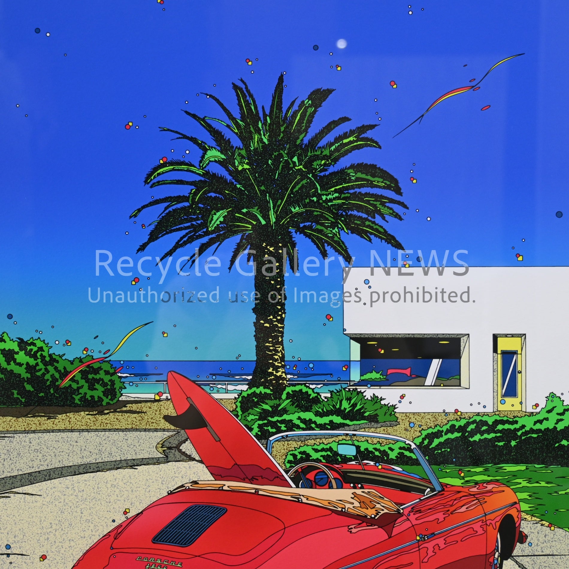 Eizin Suzuki 2012 "Rose Red Roadster" Lithograph Print Japan Art / 鈴木英人 ローズレッドロードスター E.M.グラフ リトグラフ 日本 アート