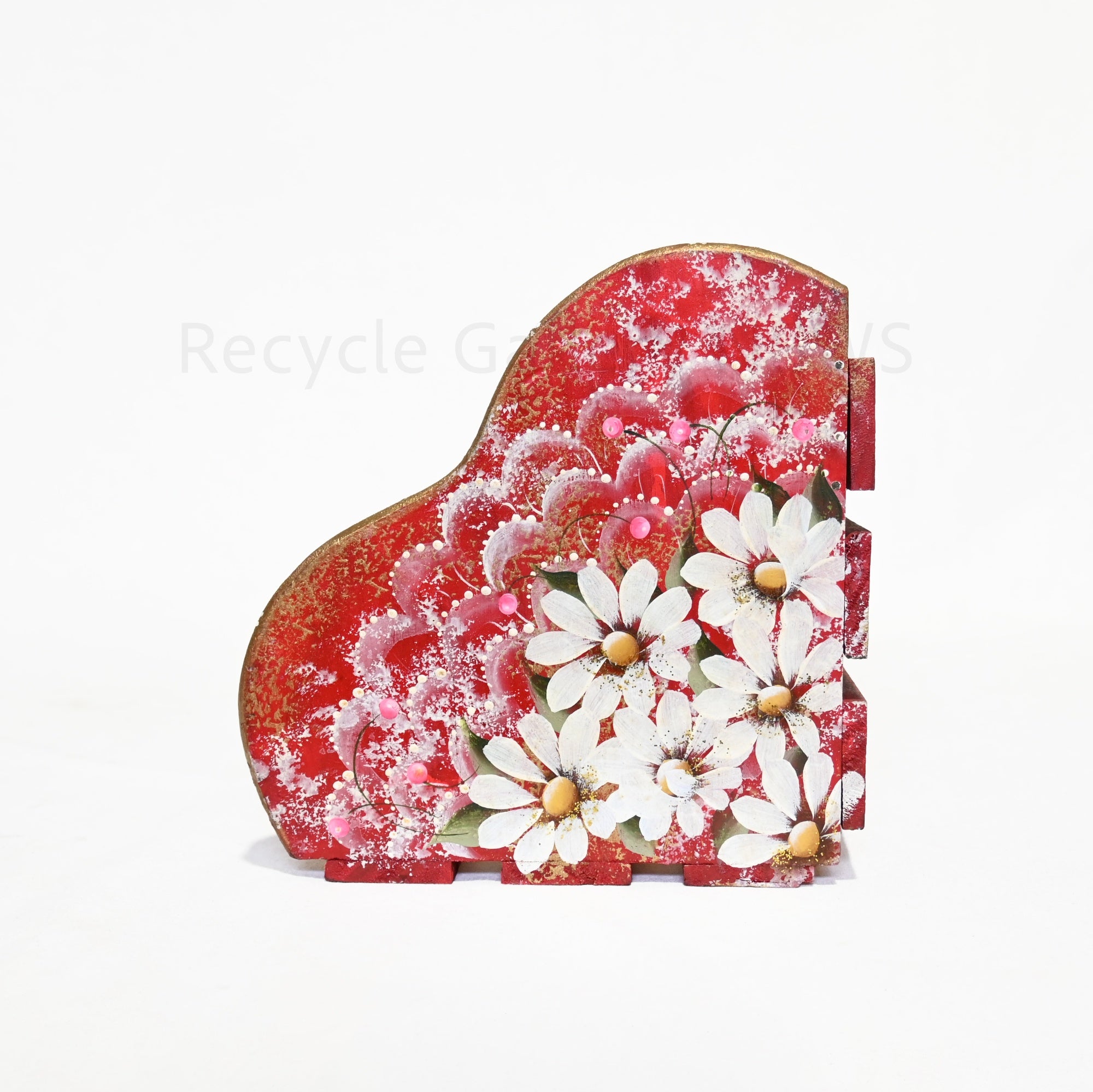 Tole painting floral pattern Book stand Handmade USA / トールペイント フラワー柄 ブックスタンド 本立て ハンドメイド アメリカ