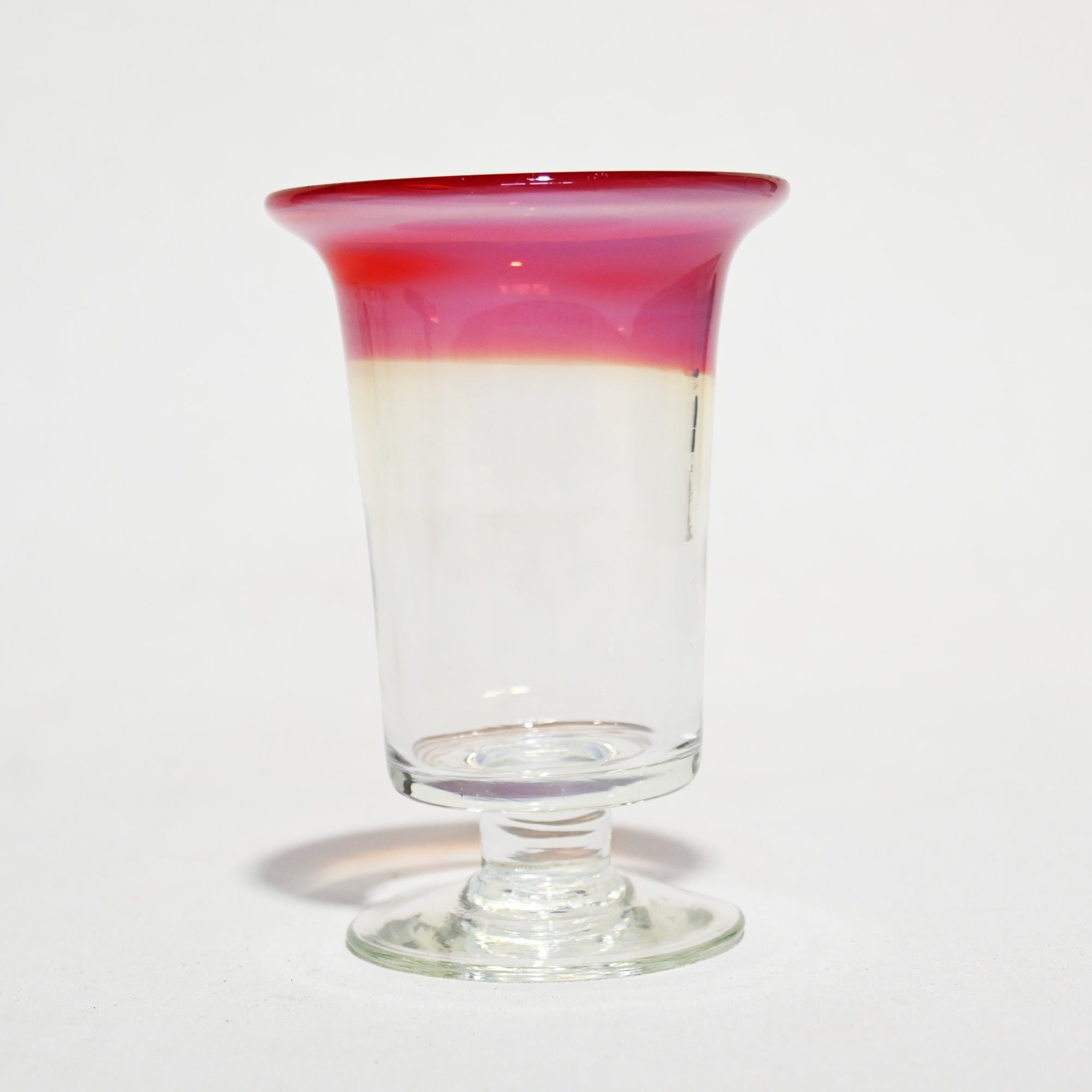 Vintage Japanese Blown Glass Vermilion Milky White Transparent Ice Cup Parfait Glass / ヴィンテージ 和ガラス 吹きガラス 朱色 乳白色 透明 氷コップ パフェグラス