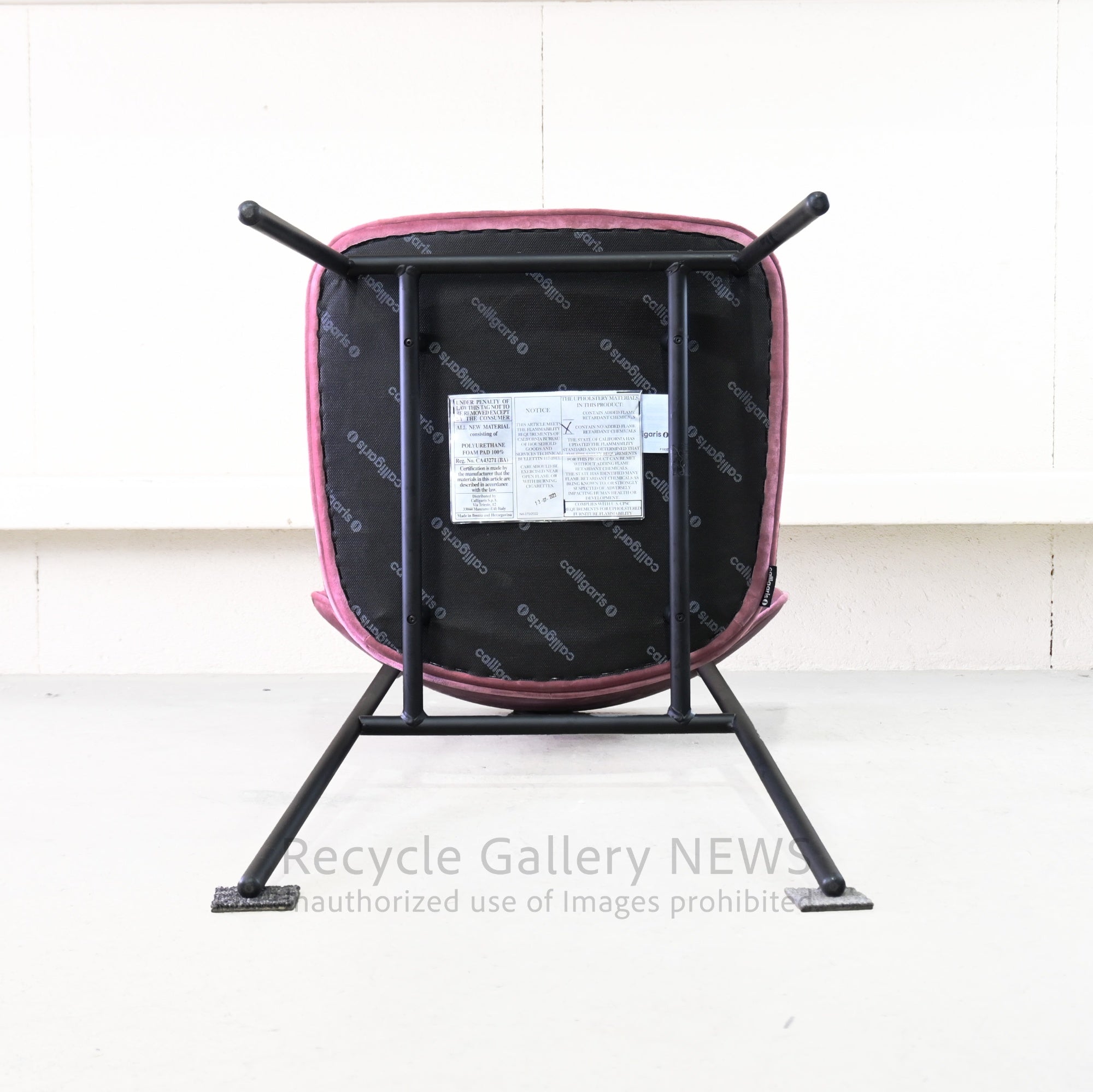 Calligaris Fifties Dining Chair Black Rose Pink-Velvet Italian Modern Furniture / カリガリス フィフティーズ ダイニングチェア ローズピンク ブラック ベルベット イタリア モダン家具