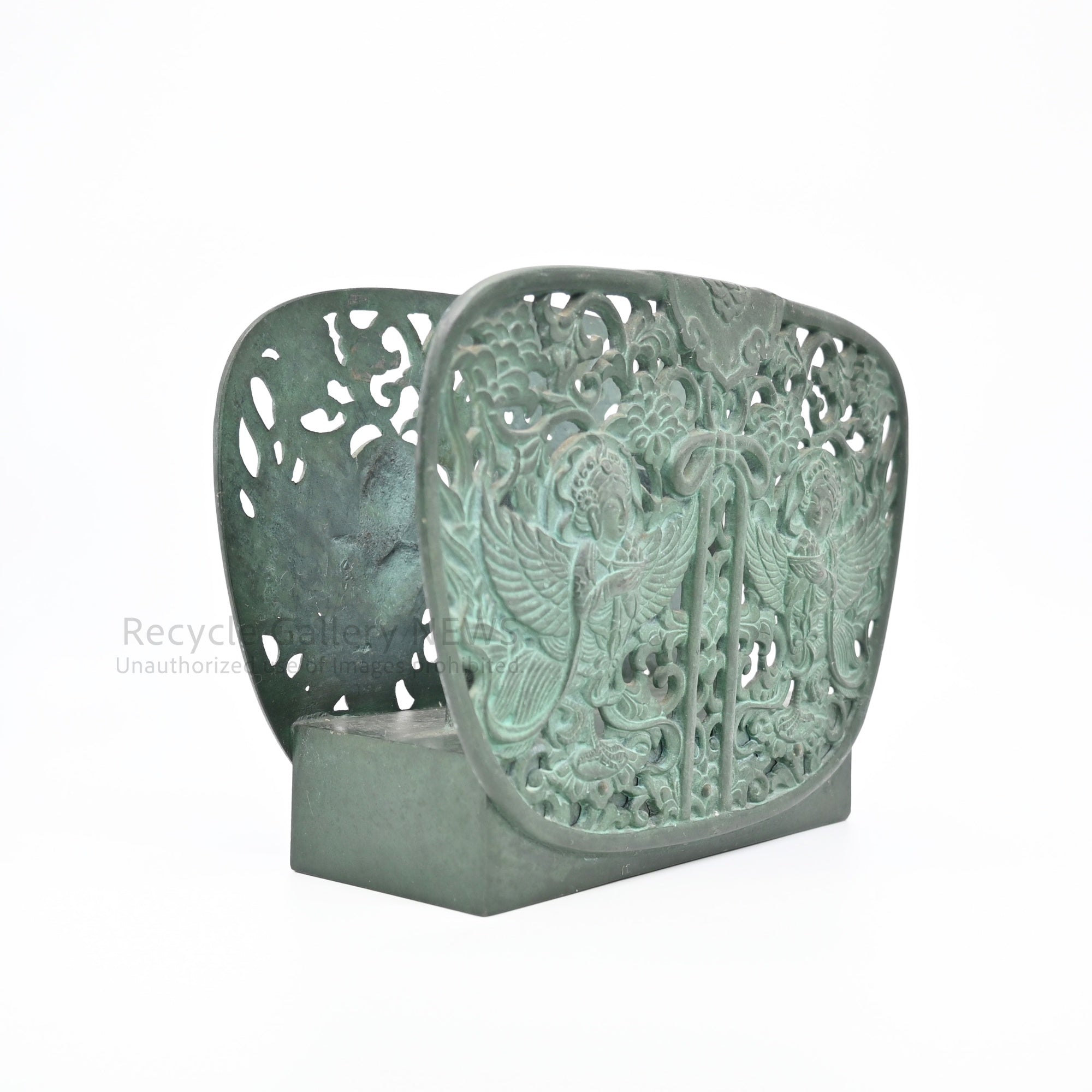 Green Bronze Ash Tray Art Object Oriental Vintage  / 青銅 灰皿 オブジェ オリエンタル ヴィンテージ 緑