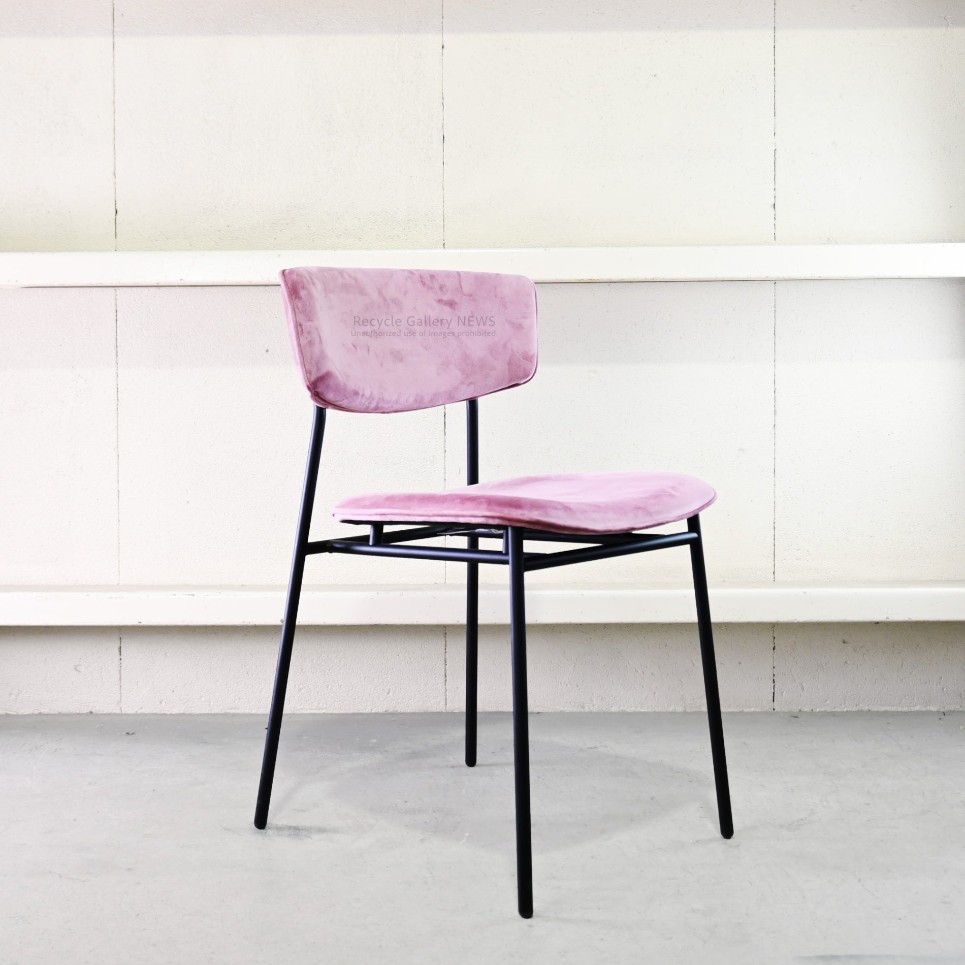 Calligaris Fifties Dining Chair Black Rose Pink-Velvet Italian Modern Furniture / カリガリス フィフティーズ ダイニングチェア ローズピンク ブラック ベルベット イタリア モダン家具