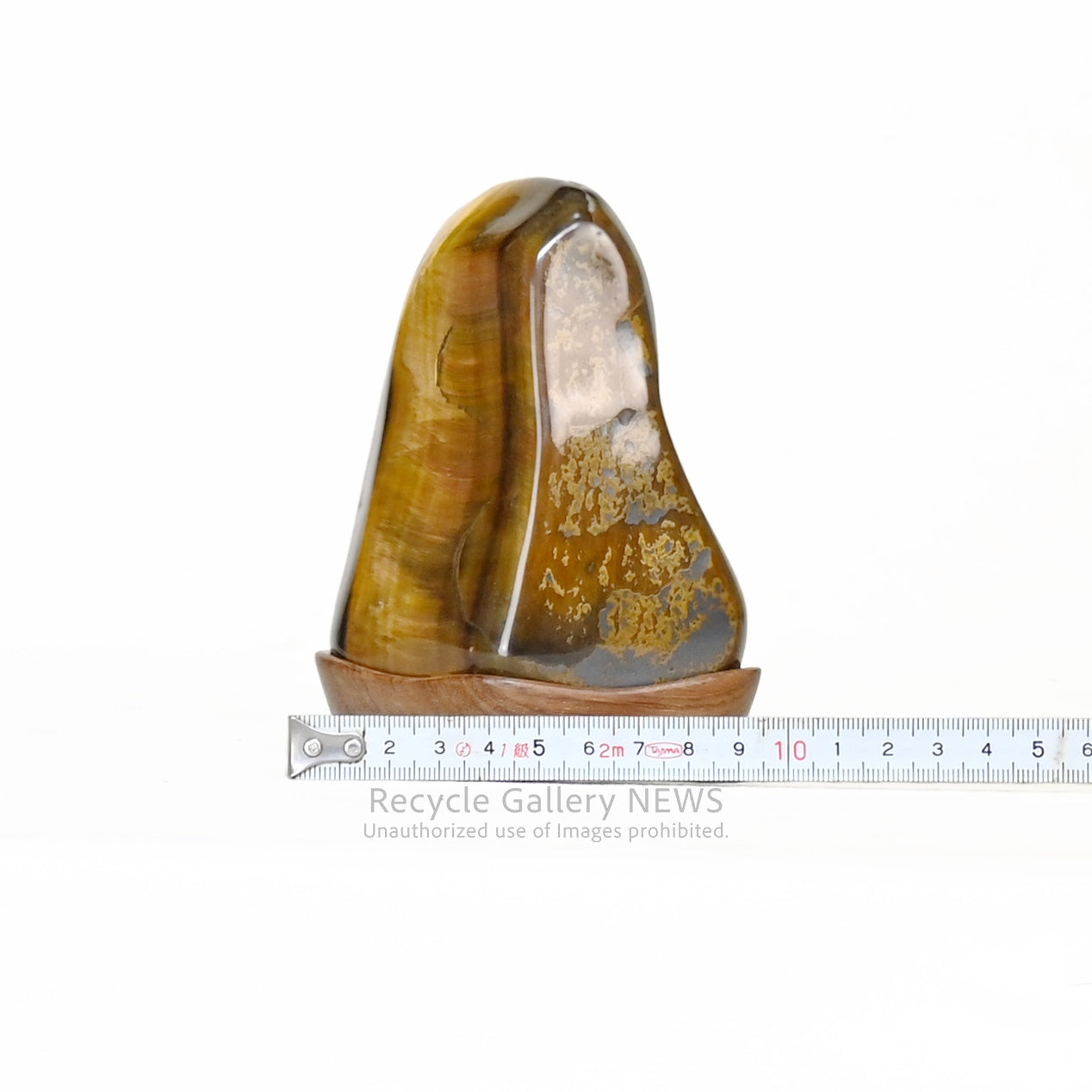 Tiger's Eye Stone Ornament with Base Natural Stone from Africa / 虎目石 台座付 アフリカ 天然石 置物