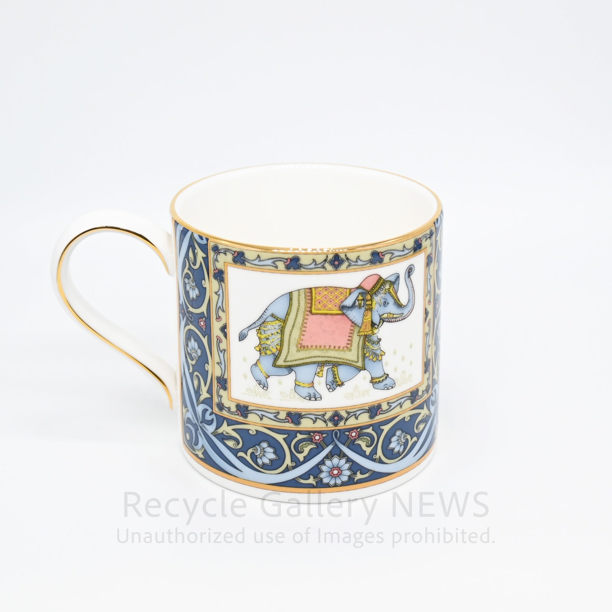 WEDGWOOD "BLUE ELEPHANT" Mug Cup Oriental Design Bone China Collectible Piece / ウェッジウッド ブルーエレファント マグカップ 廃盤品 象モチーフ ボーンチャイナ オリエンタルデザイン