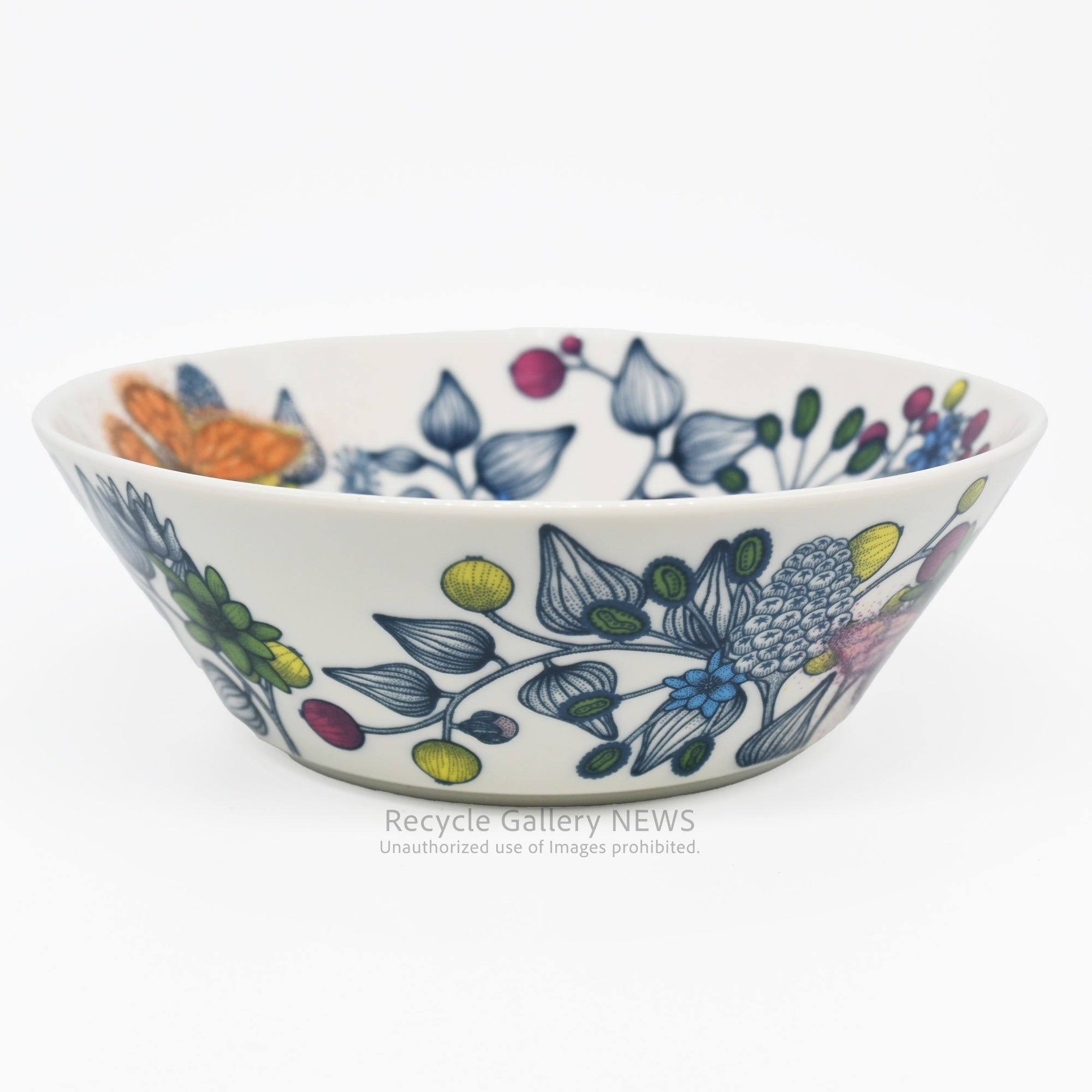 ARABIA RUNO Finland  "Butterfly" Floral Bowl White Porcelain / アラビア ルノ バタフライボウル フィンランド 花柄 白磁