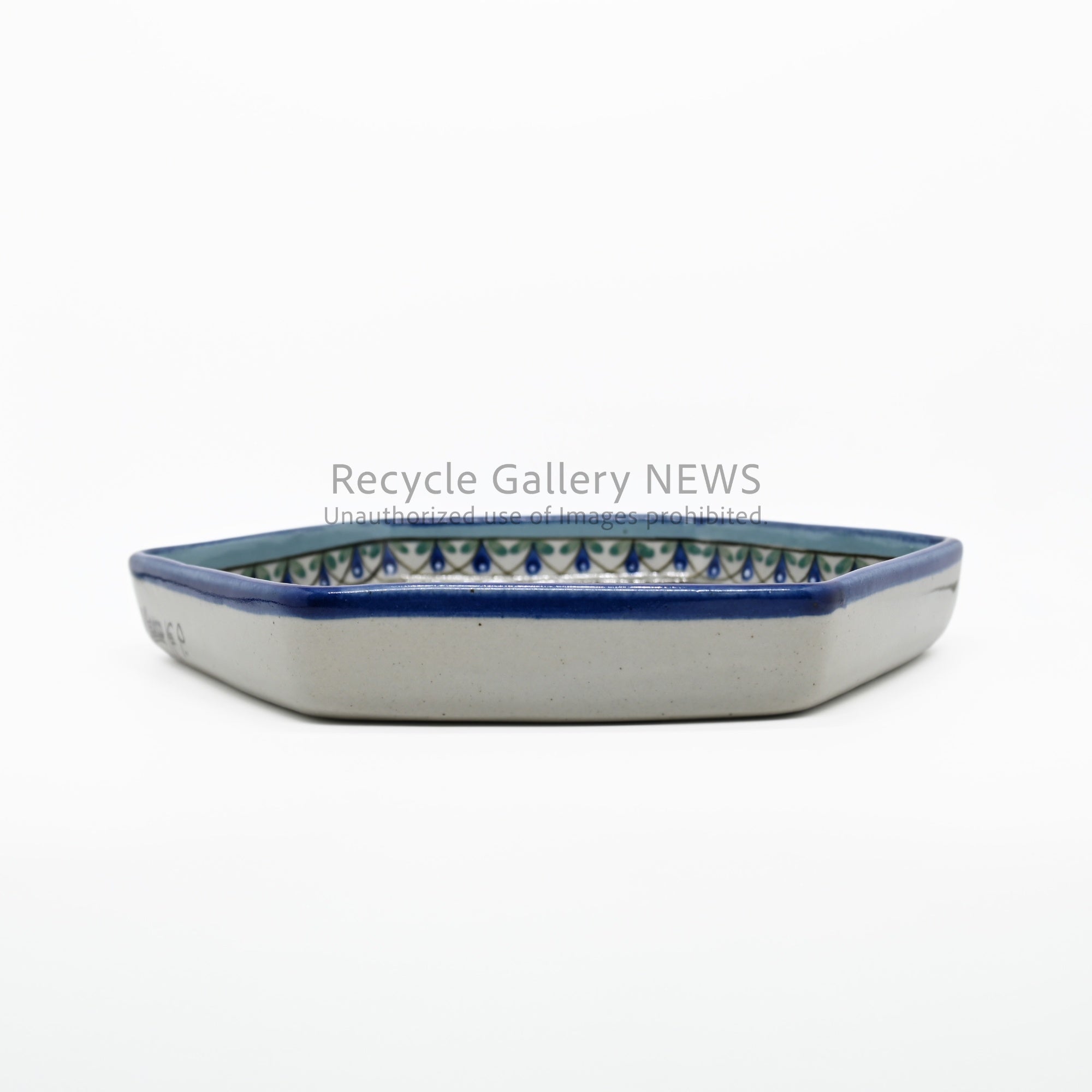 Ken Edwards Mexican Pottery Tonala Ware Blue Hexagonal Plate Bird Motif / ケン・エドワーズ メキシコ陶芸 トナラ焼き 六角形プレート 鳥モチーフ 青