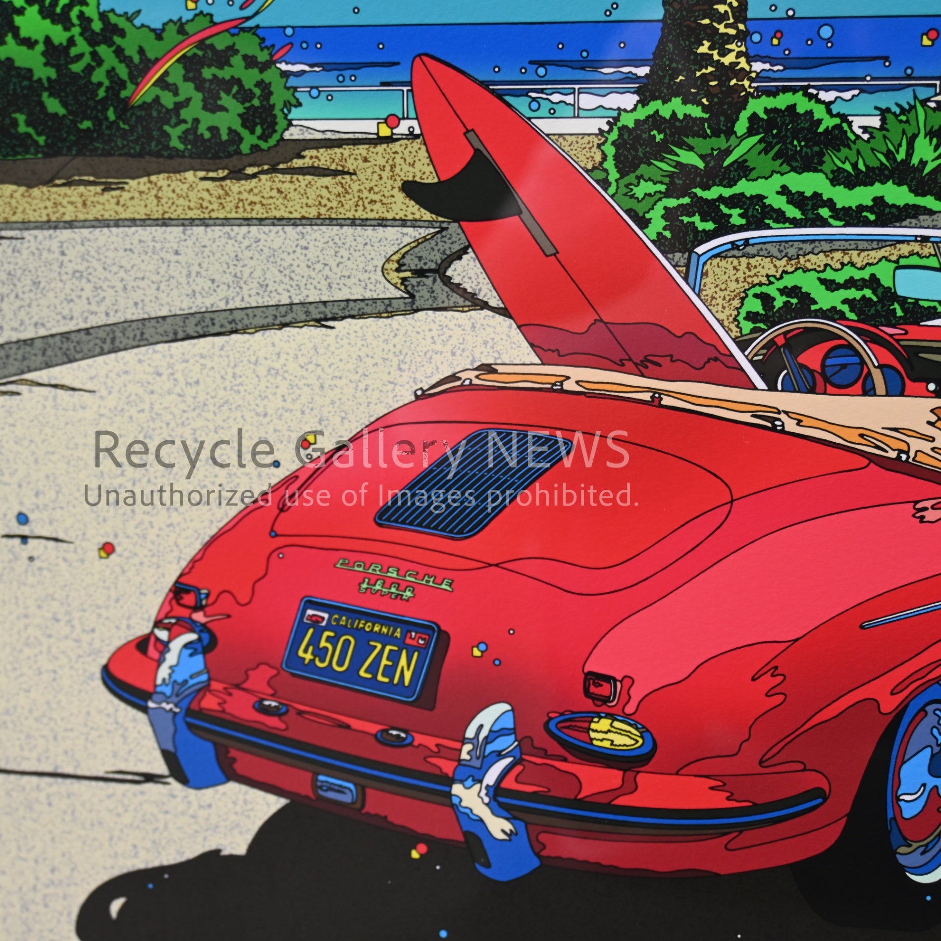 Eizin Suzuki 2012 "Rose Red Roadster" Lithograph Print Japan Art / 鈴木英人 ローズレッドロードスター E.M.グラフ リトグラフ 日本 アート