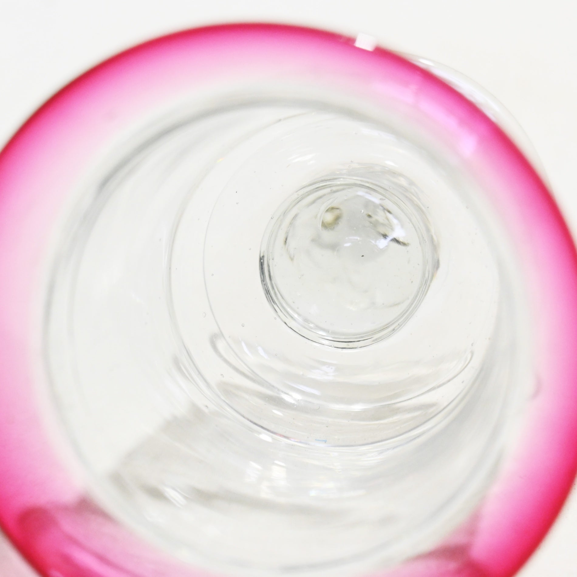 Vintage Japanese Blown Glass Red & Clear Ice Cup Parfait Glass  / パフェグラス ヴィンテージ 和ガラス 吹きガラス 赤＆透明 氷コップ