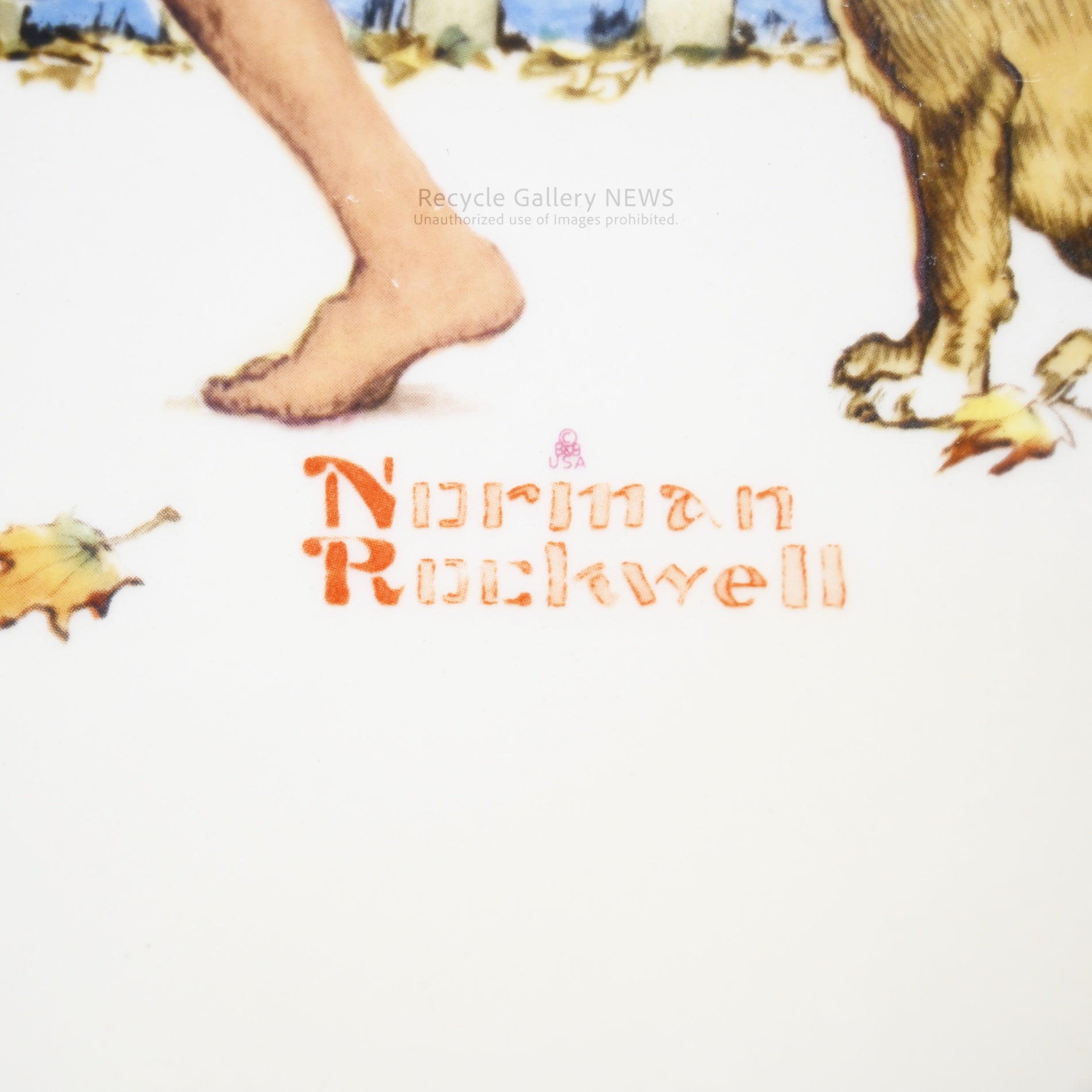 Norman Rockwell Art Plate Girl Boy and Dog USA / ノーマン・ロックウェル 絵皿 プレート 少女 少年 犬 アメリカ