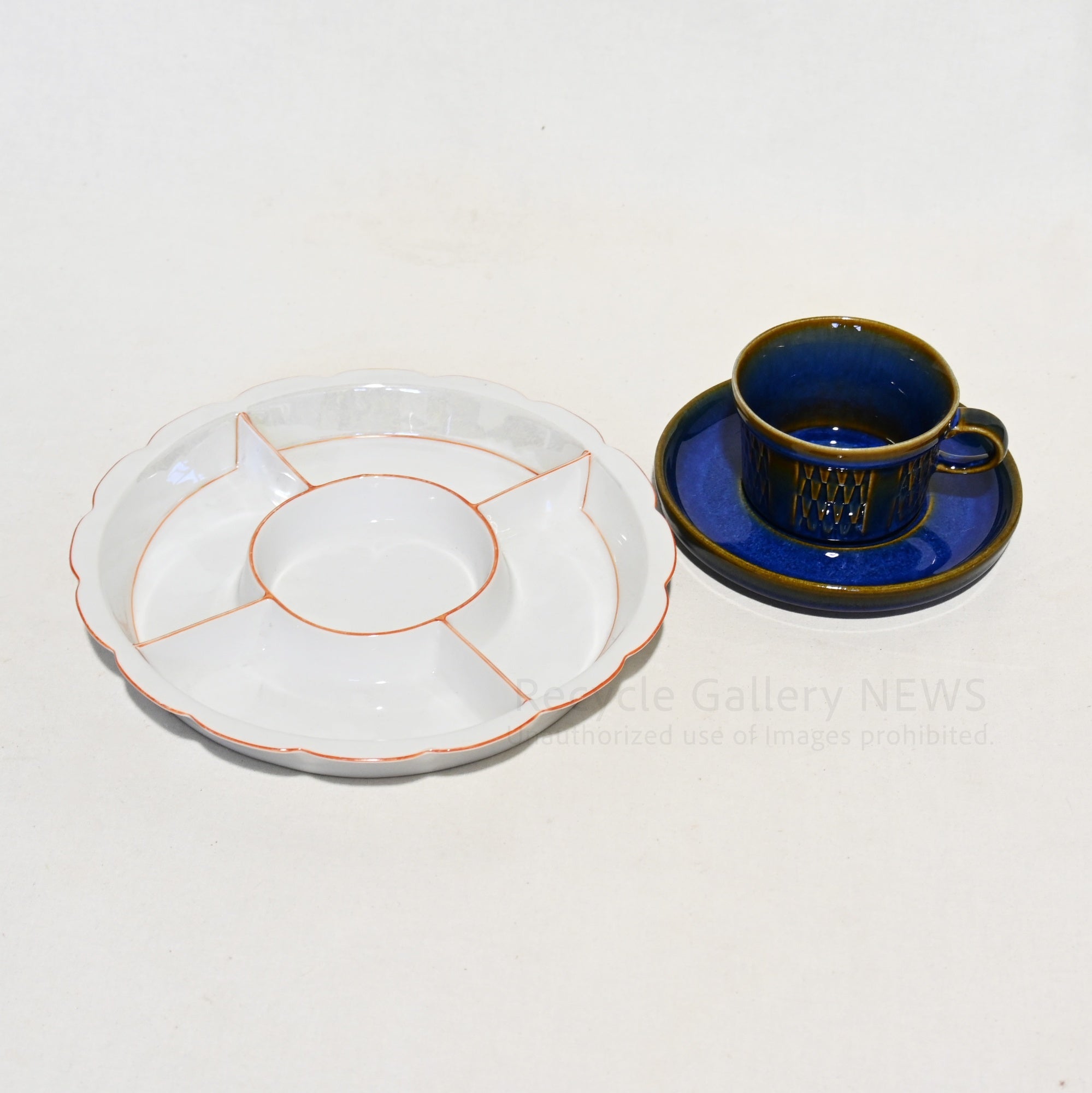Old Noritake Hors d'oeuvre Serving plate Taisho era 1912s Japan-Domestic-market Yajirobe backstamp / オールドノリタケ オードブル サービングプレート 大正時代 1912年頃 国内向けヤジロベー バックスタンプ