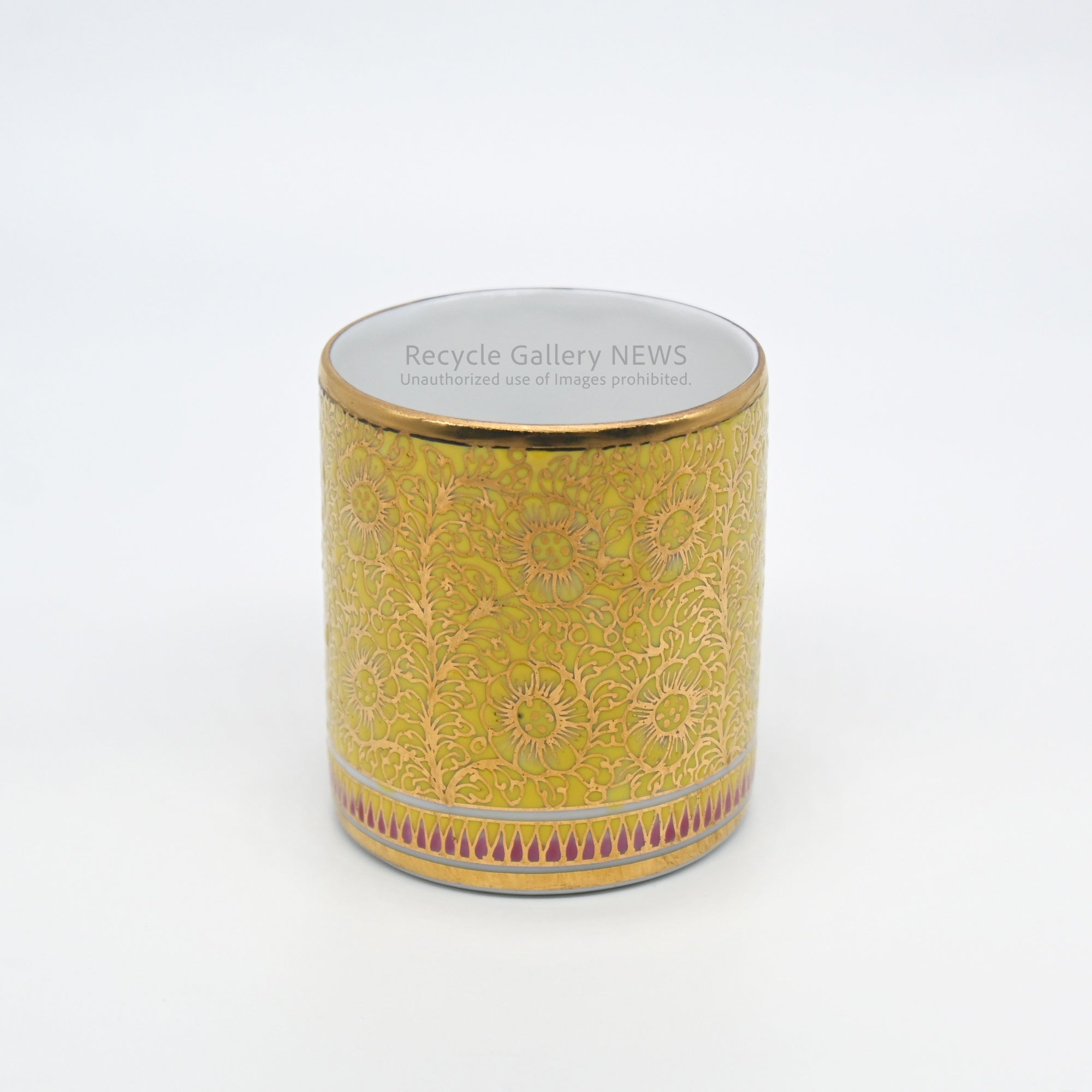 Thai Benjarong Cup & Saucer Gold Gilding Exotic Style Yellow / タイ陶磁器 ベンジャロン焼き C&S 金彩 エキゾチック イエロー