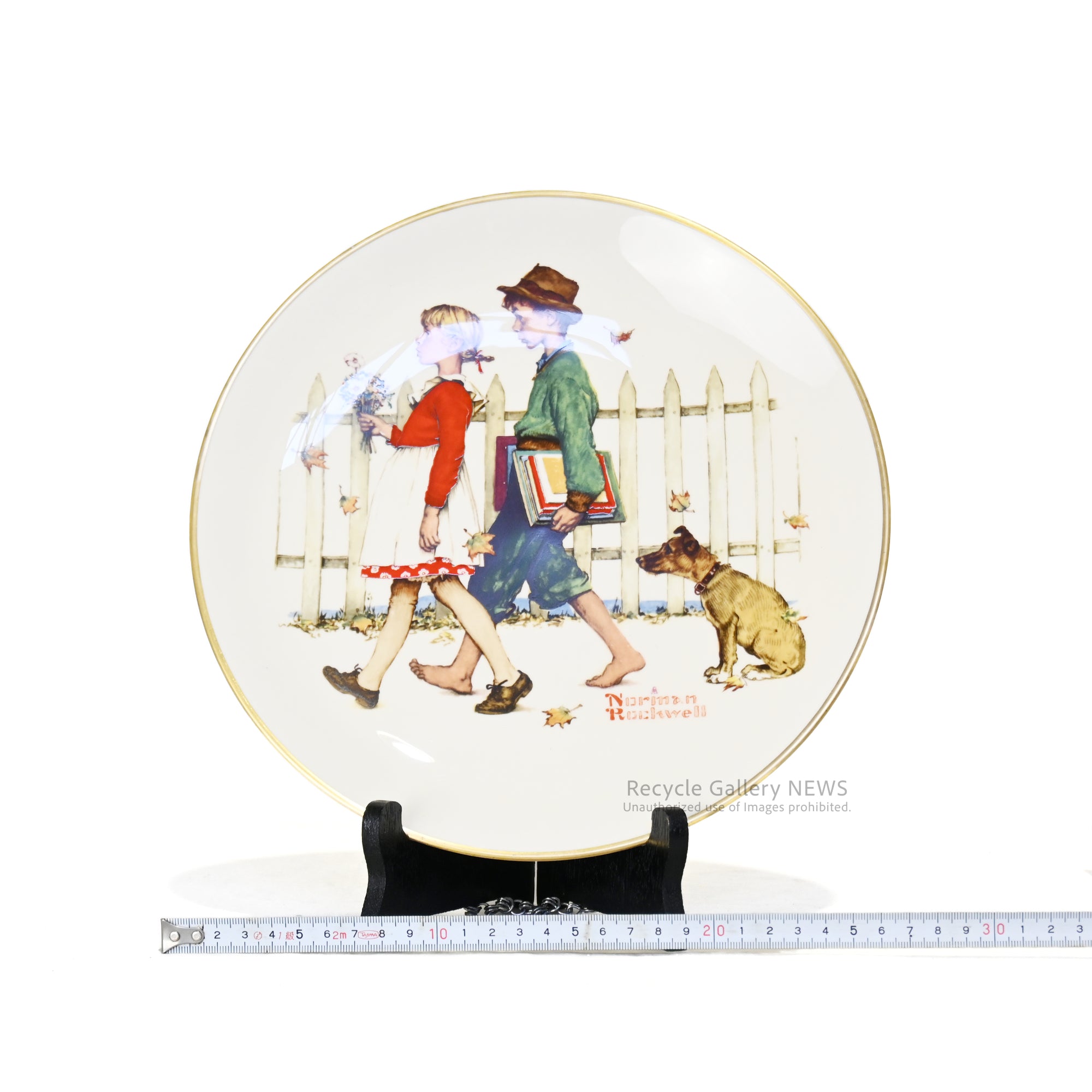 Norman Rockwell Art Plate Girl Boy and Dog USA / ノーマン・ロックウェル 絵皿 プレート 少女 少年 犬 アメリカ