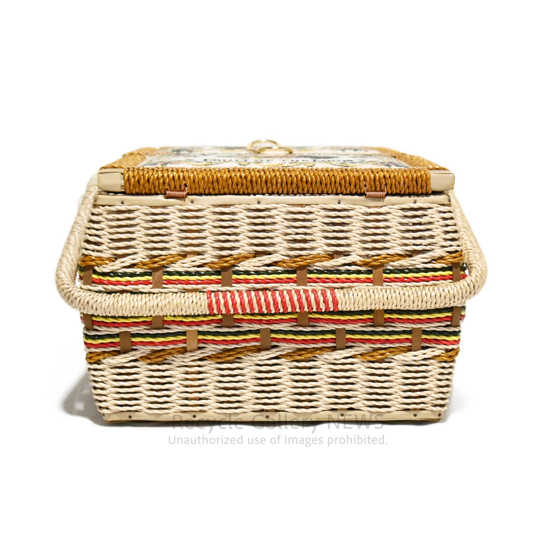 FRUIT OF THE ROOM Sewing Basket Box Retro Embroidery Vintage Unused / フルーツ・オブ・ザ・ルーム 裁縫箱 ソーイングバスケット レトロ 刺繍 ヴィンテージ 未使用 新古品