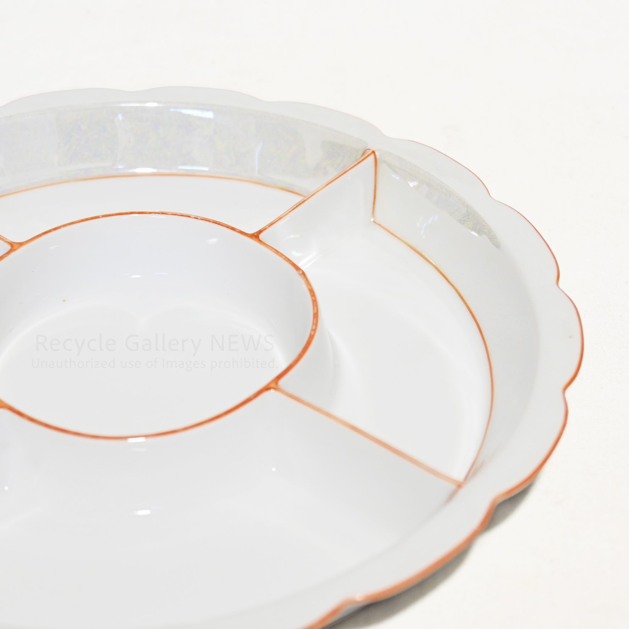 Old Noritake Hors d'oeuvre Serving plate Taisho era 1912s Japan-Domestic-market Yajirobe backstamp / オールドノリタケ オードブル サービングプレート 大正時代 1912年頃 国内向けヤジロベー バックスタンプ