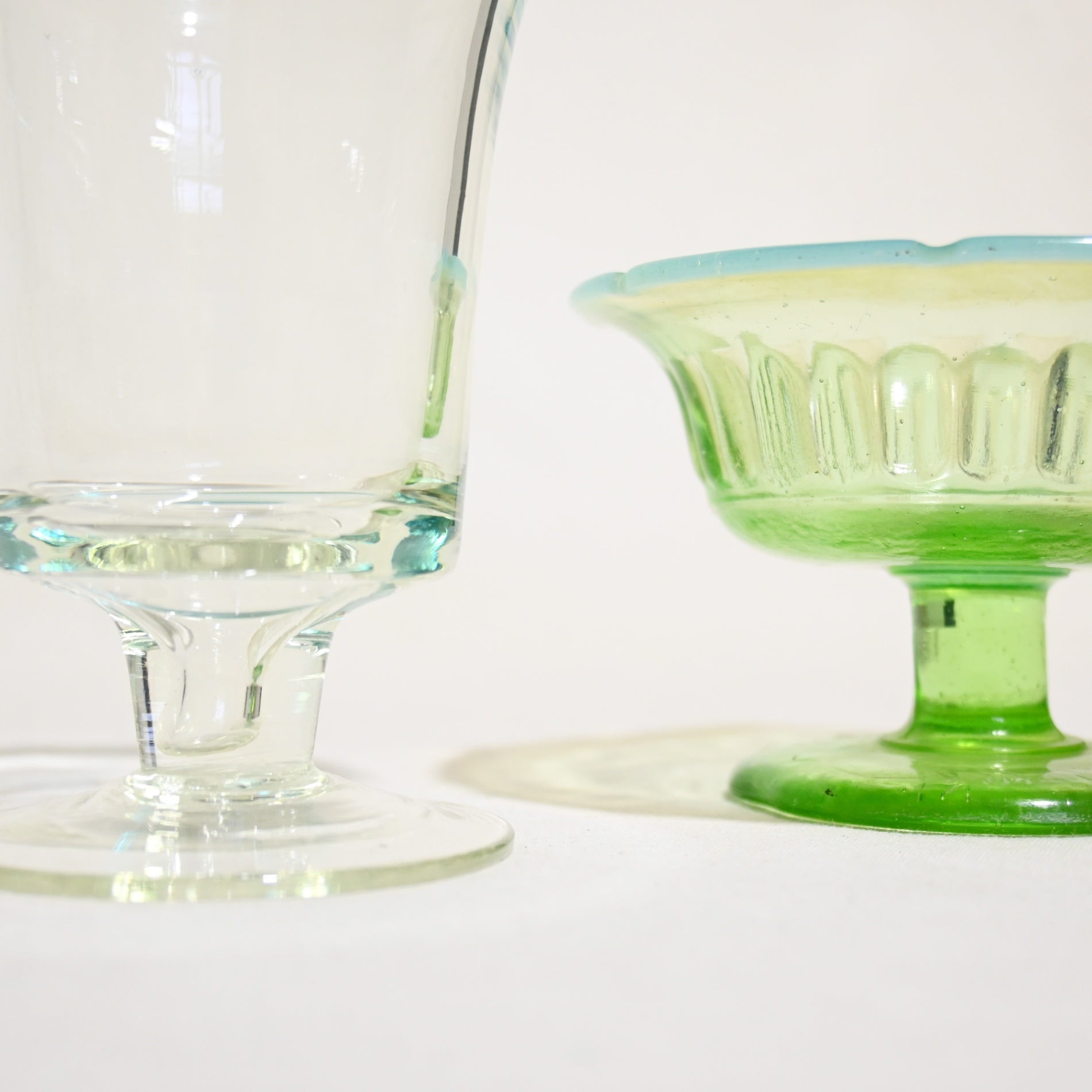 Vintage Press Glass Japanese Glass Ice Cup Melon Soda Color Retro / ヴィンテージ プレスガラス 和ガラス 氷コップ メロンソーダ色 レトロ