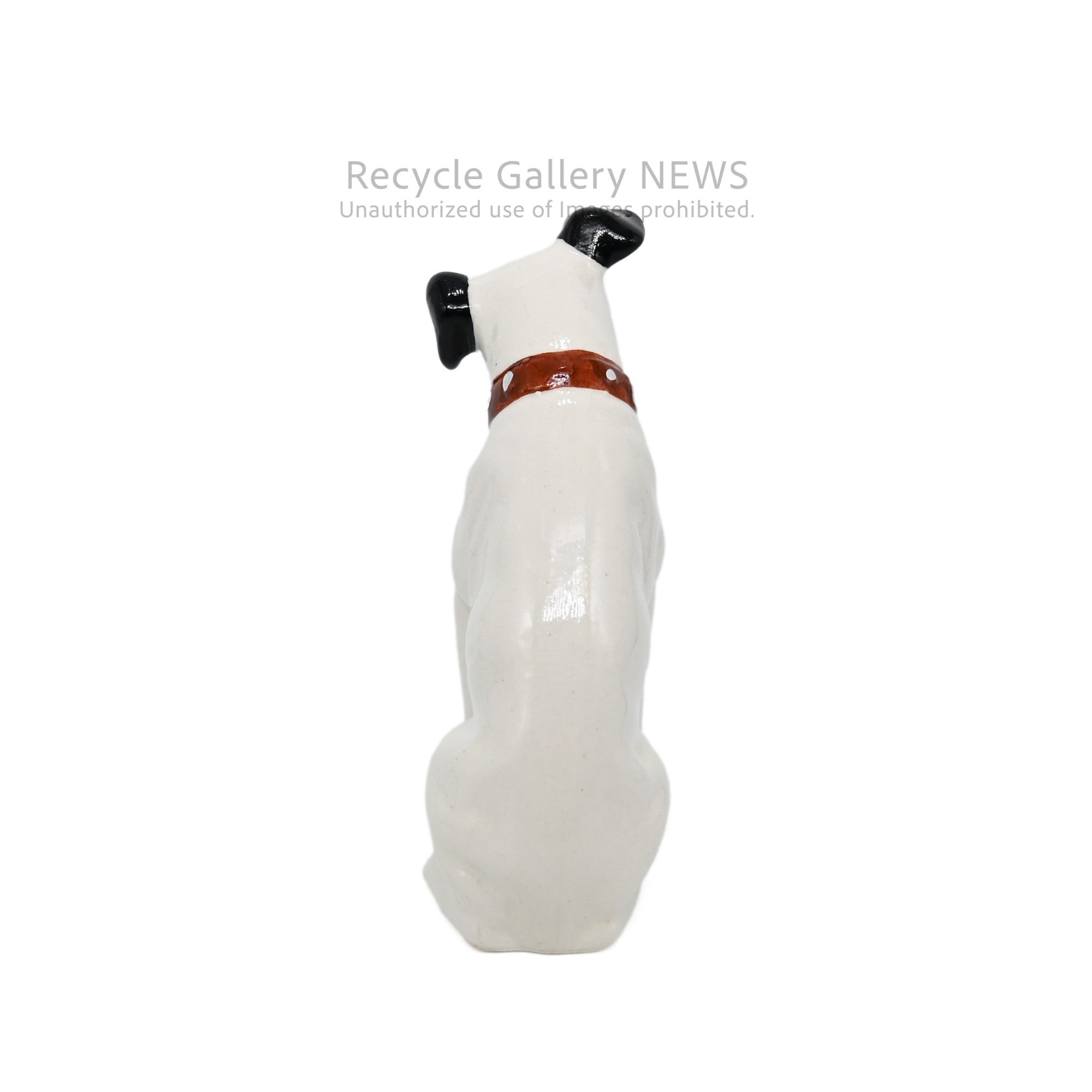 His Master's Voice "Nipper" Hand-Painted Ceramic Dog Figurine Miniature Victor White / 『主人の声』ビクター犬 ニッパー ハンドペイント 陶器フィギュリン ミニチュア オブジェ 犬の置物 オーディオ レトロ 白