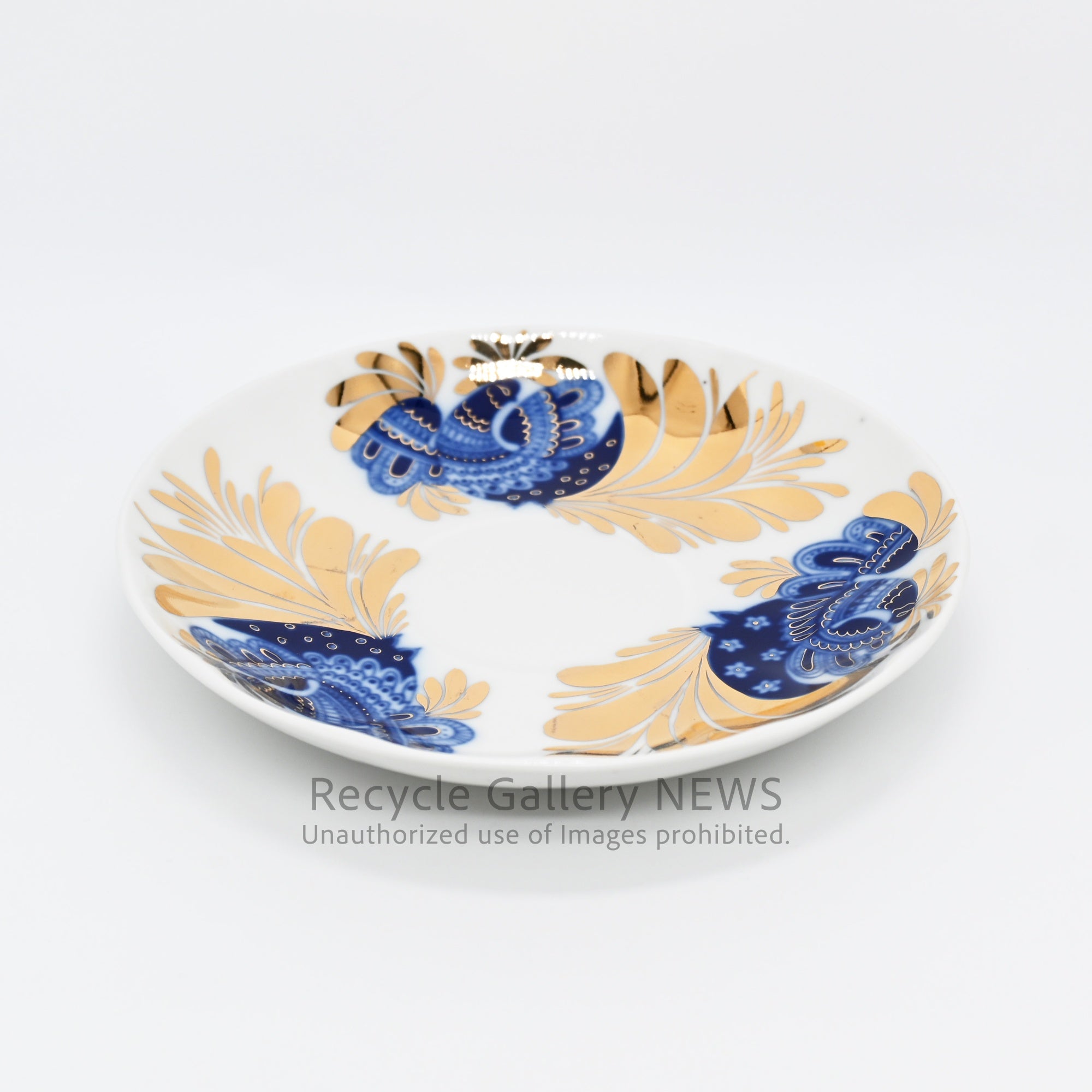 Lomonosov Golden Garden C&S Russian Porcelain White Blue Gold / ロモノーソフ 黄金の庭 カップ＆ソーサー ロシア食器 白 青 金