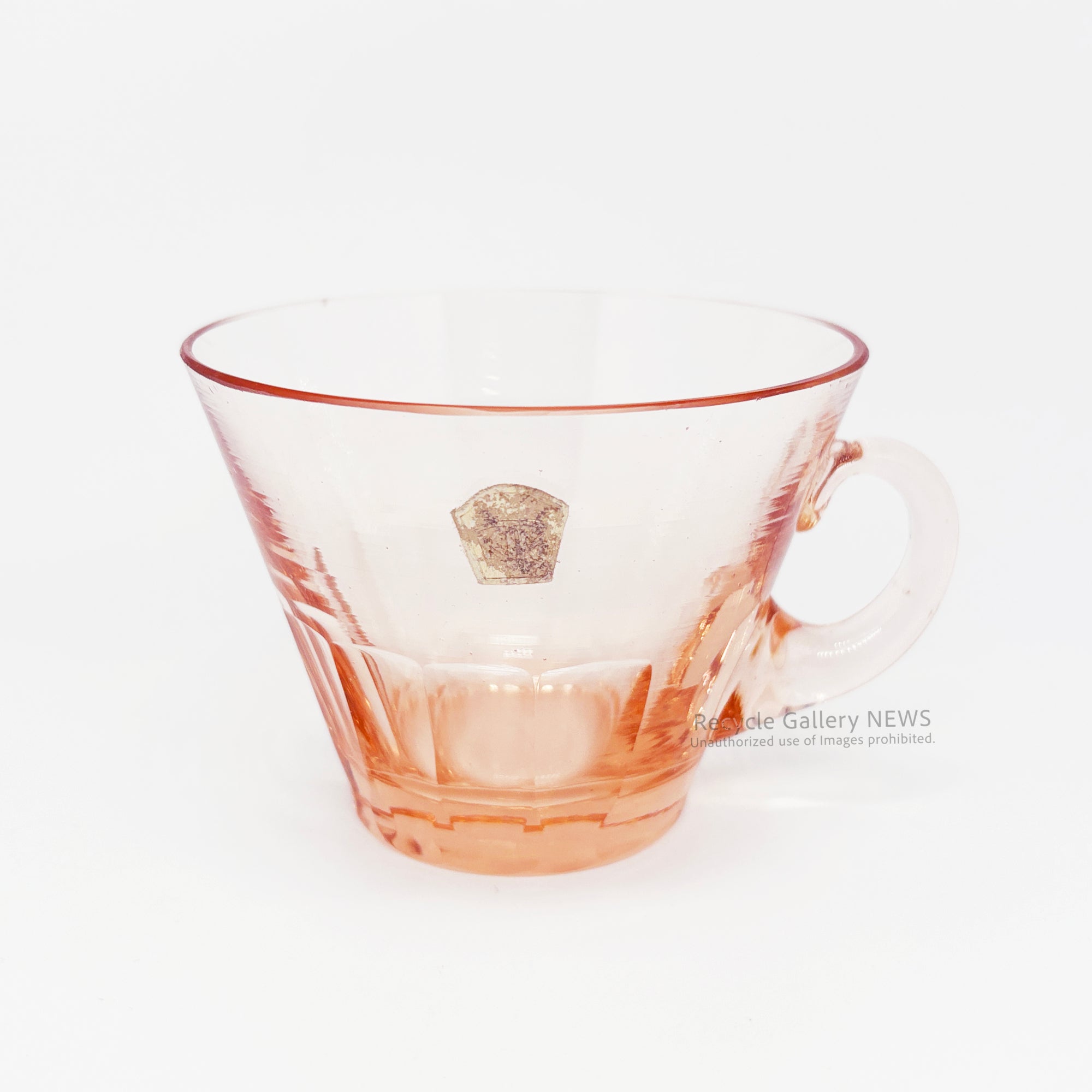 Vintage Pink Glass Cup & Saucer Set (Pair) Pressed Glass HIGH CLASS TKM TOKYO Japan / 昭和レトロ ピンクガラス C&S ペアセット 当時物 プレスガラス