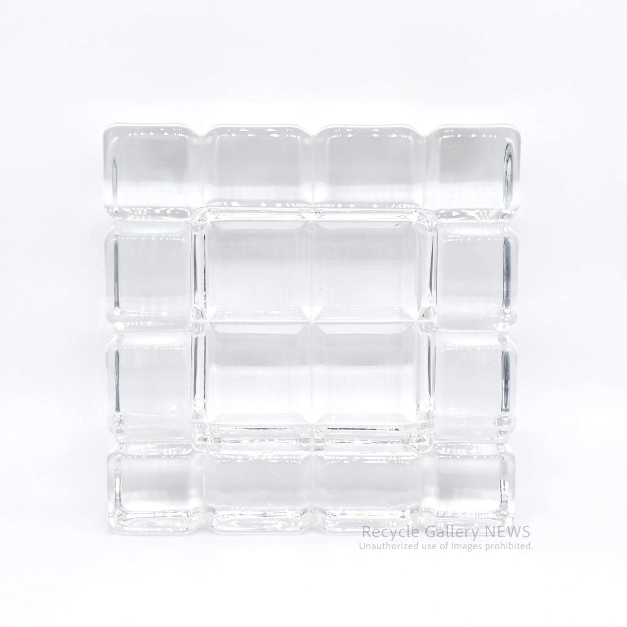 Art Déco Crystal Cube Tray Ashtray Decorative Object Retro Modern / クリスタル キューブ トレイ ガラス クリア 小物入れ 灰皿 オブジェ レトロモダン アール・デコ