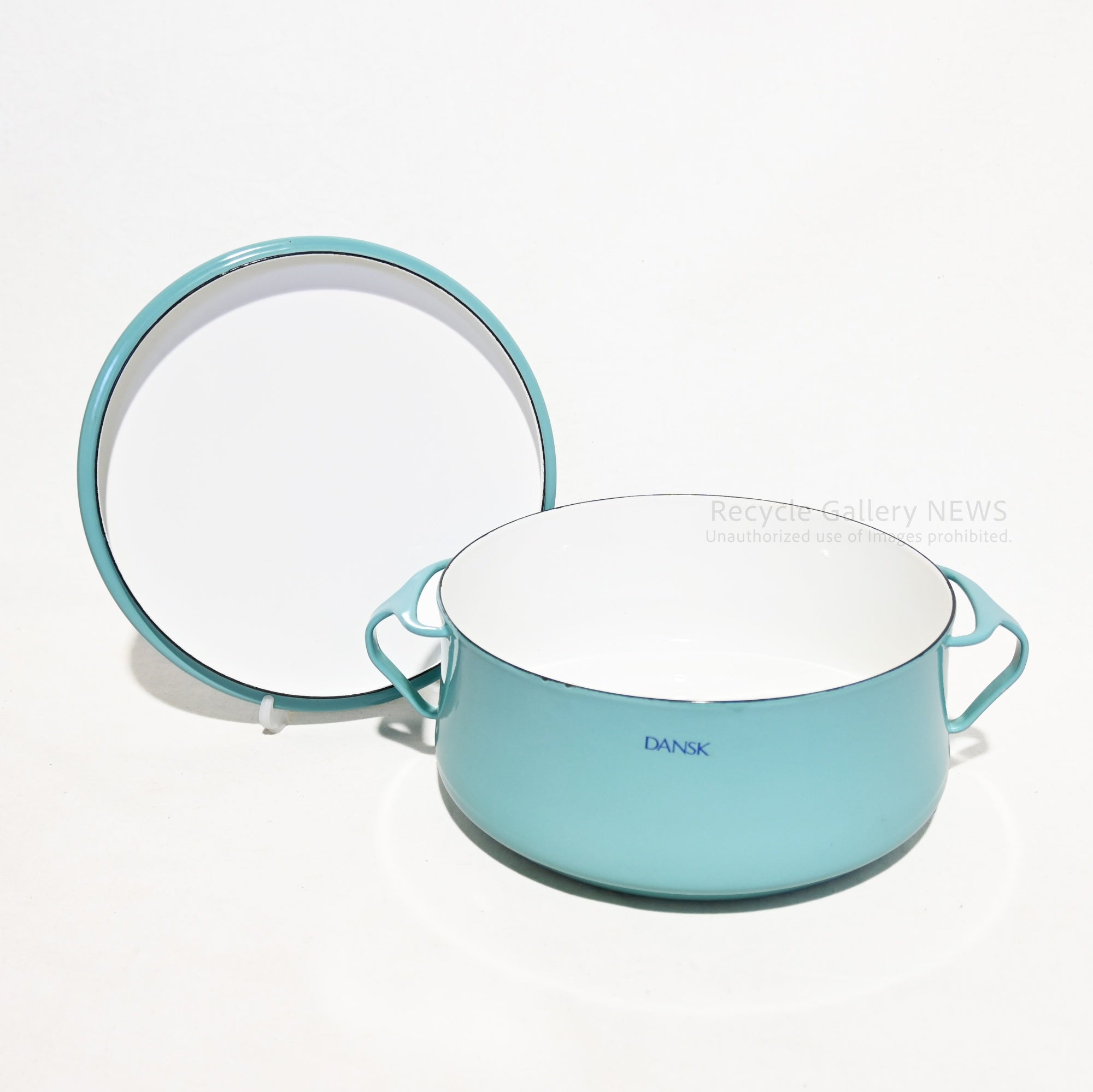 DANSK 23cm Casserole Double-Handled Pot Kobenstyle Teal/Turquoise Enamel U.S.A  / ダンスク 23cm キャセロール 両手鍋 コベンスタイル ティール ターコイズ ホーロー 未使用 新古品