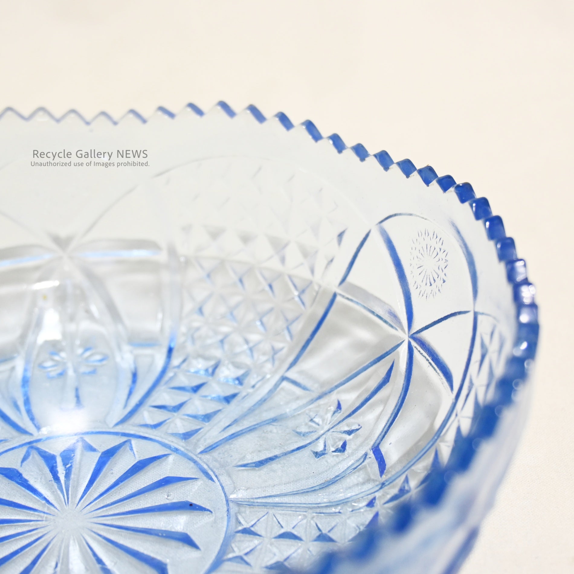 Pressed glass cut bowl Blue Japanese Taisho-Showa Retro Vintage / プレスガラス カットボウル ブルー 大正 昭和 レトロ ヴィンテージ
