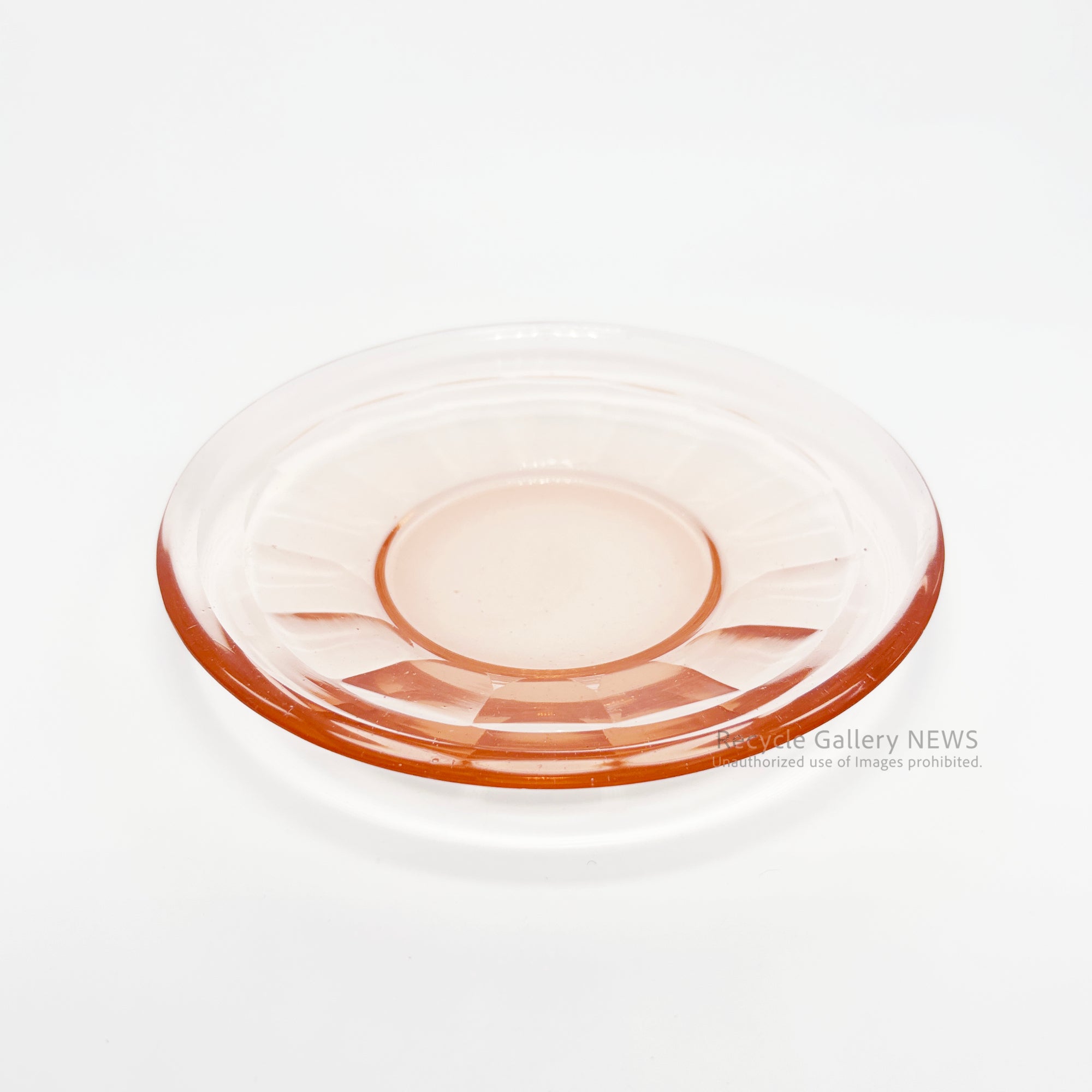 Vintage Pink Glass Cup & Saucer Set (Pair) Pressed Glass HIGH CLASS TKM TOKYO Japan / 昭和レトロ ピンクガラス C&S ペアセット 当時物 プレスガラス