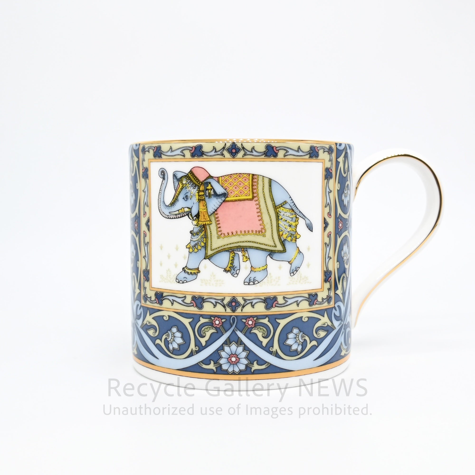 WEDGWOOD "BLUE ELEPHANT" Mug Cup Oriental Design Bone China Collectible Piece / ウェッジウッド ブルーエレファント マグカップ 廃盤品 象モチーフ ボーンチャイナ オリエンタルデザイン