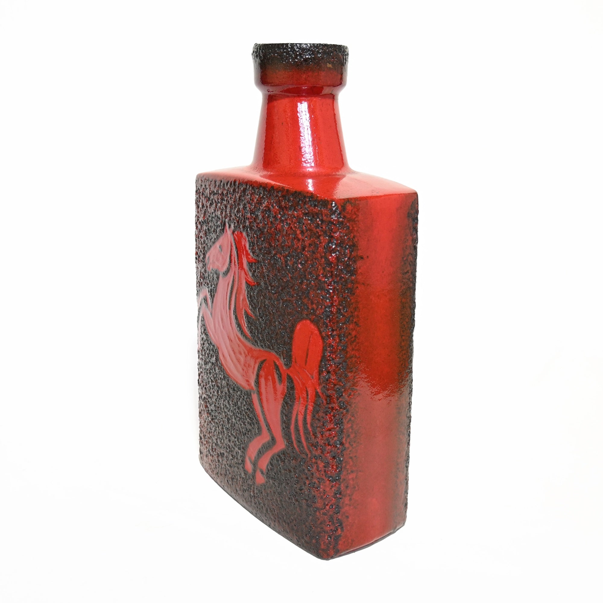 FAT LAVA W.GERMANY FLOWER VASE HORSE RED 1960’s / ファットラバ ドイツ ヴィンテージ陶器 花瓶 馬 赤 60年代