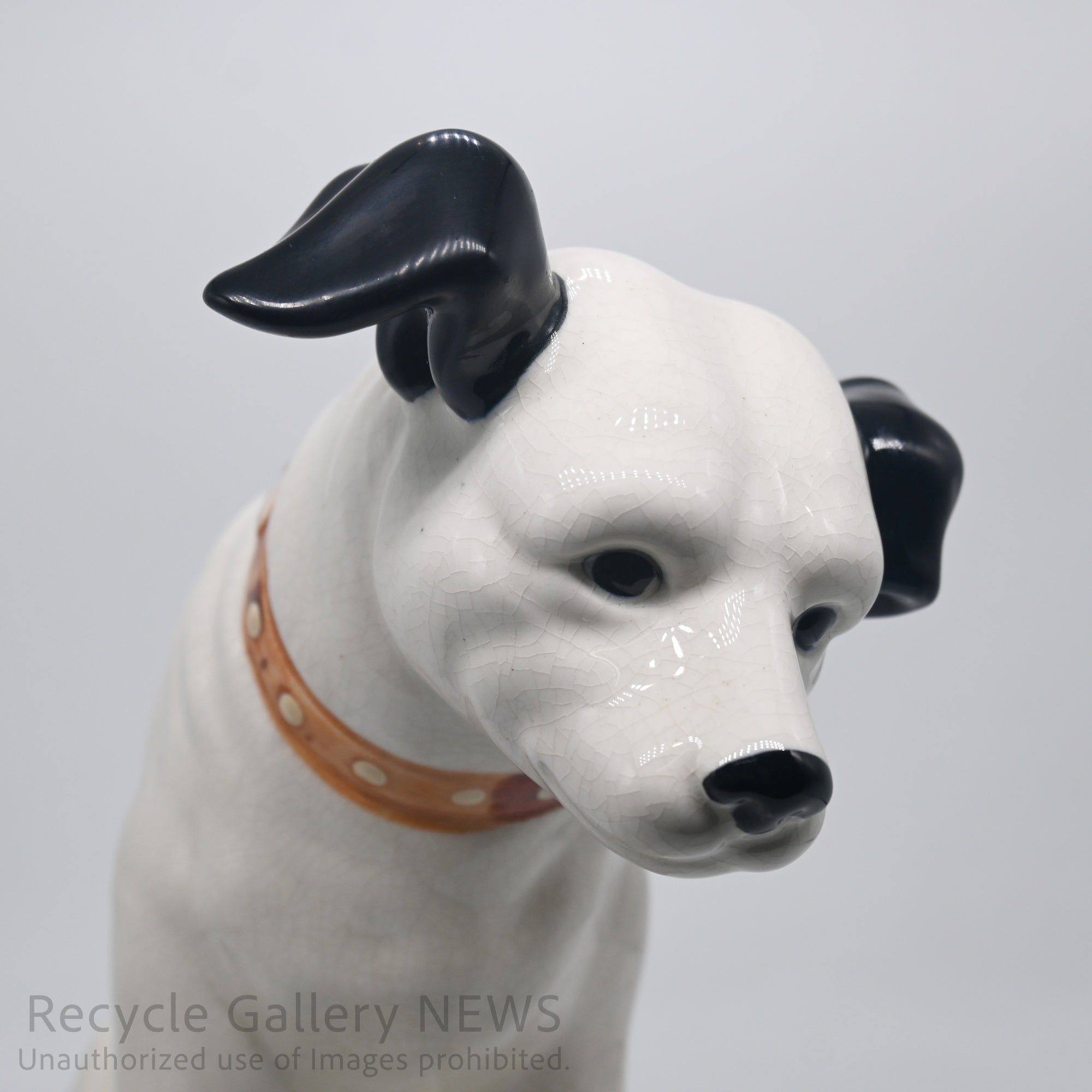 His Master's Voice "Nipper" Vintage Ceramic Dog Figurine Ornament Victor White / 『主人の声』ビクター犬 ニッパー 陶器フィギュリン オブジェ 犬の置物 オーディオ レトロ 白