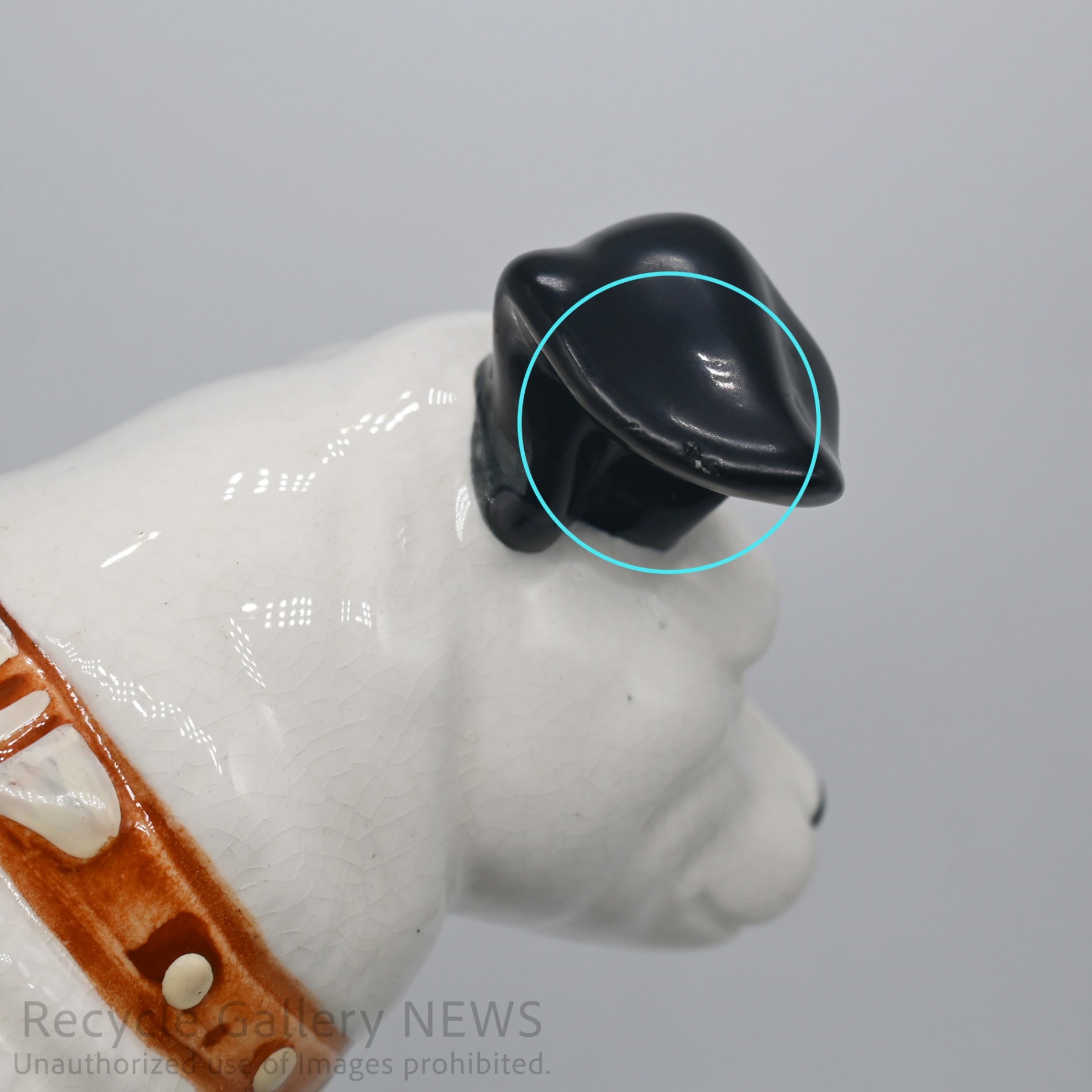 His Master's Voice "Nipper" Vintage Ceramic Dog Figurine Ornament Victor White / 『主人の声』ビクター犬 ニッパー 陶器フィギュリン オブジェ 犬の置物 オーディオ レトロ 白