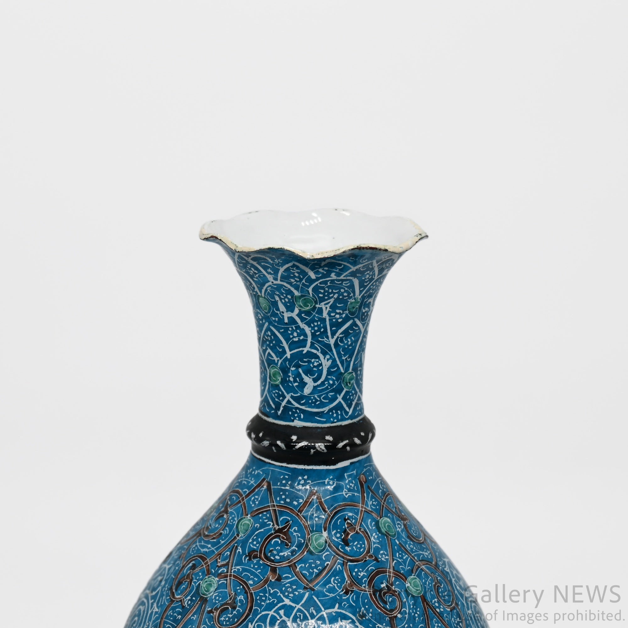 Vintage Oriental Floral Cloisonné Style Bud Vase Blue / 七宝風 唐草文様 花瓶 一輪挿し ターコイズブルー 青 オリエンタル アジアン