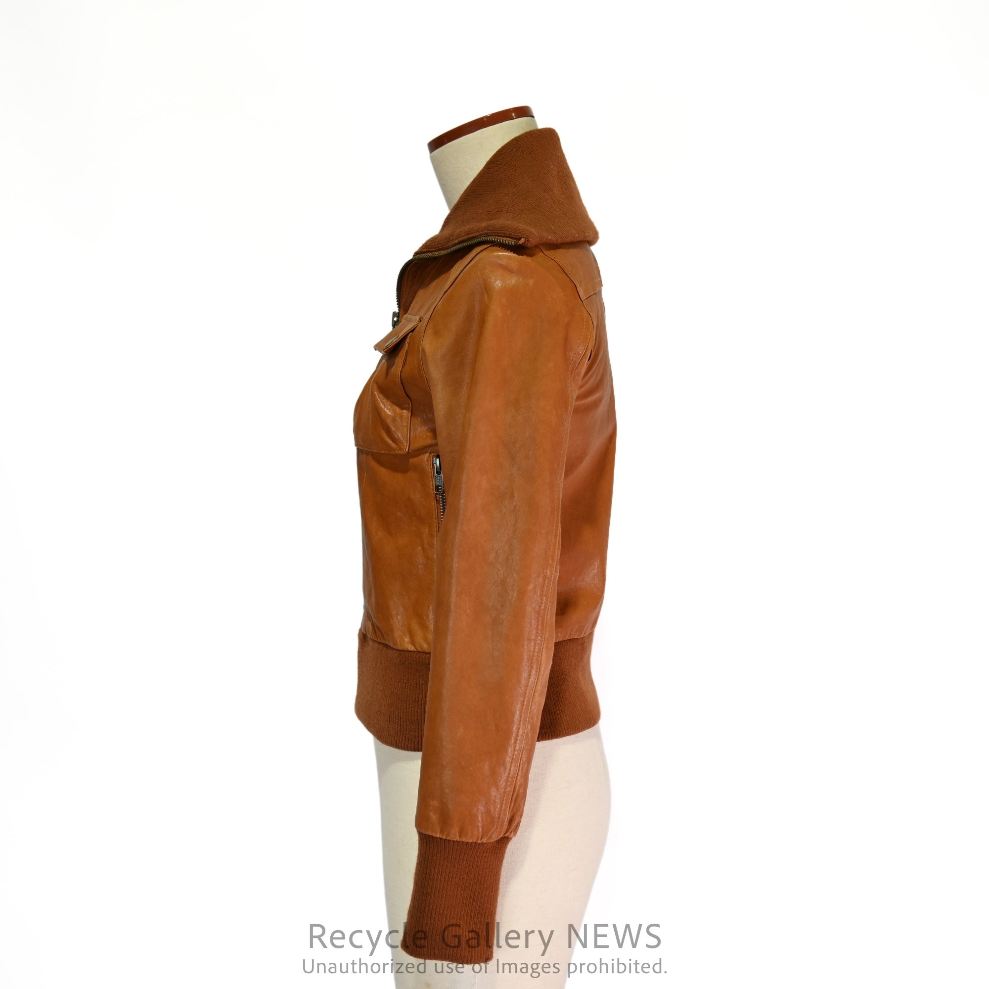 AG by aquagirl Lamb Leather Jacket Orange Brown / アクアガール 羊革 レザージャケット オレンジブラウン