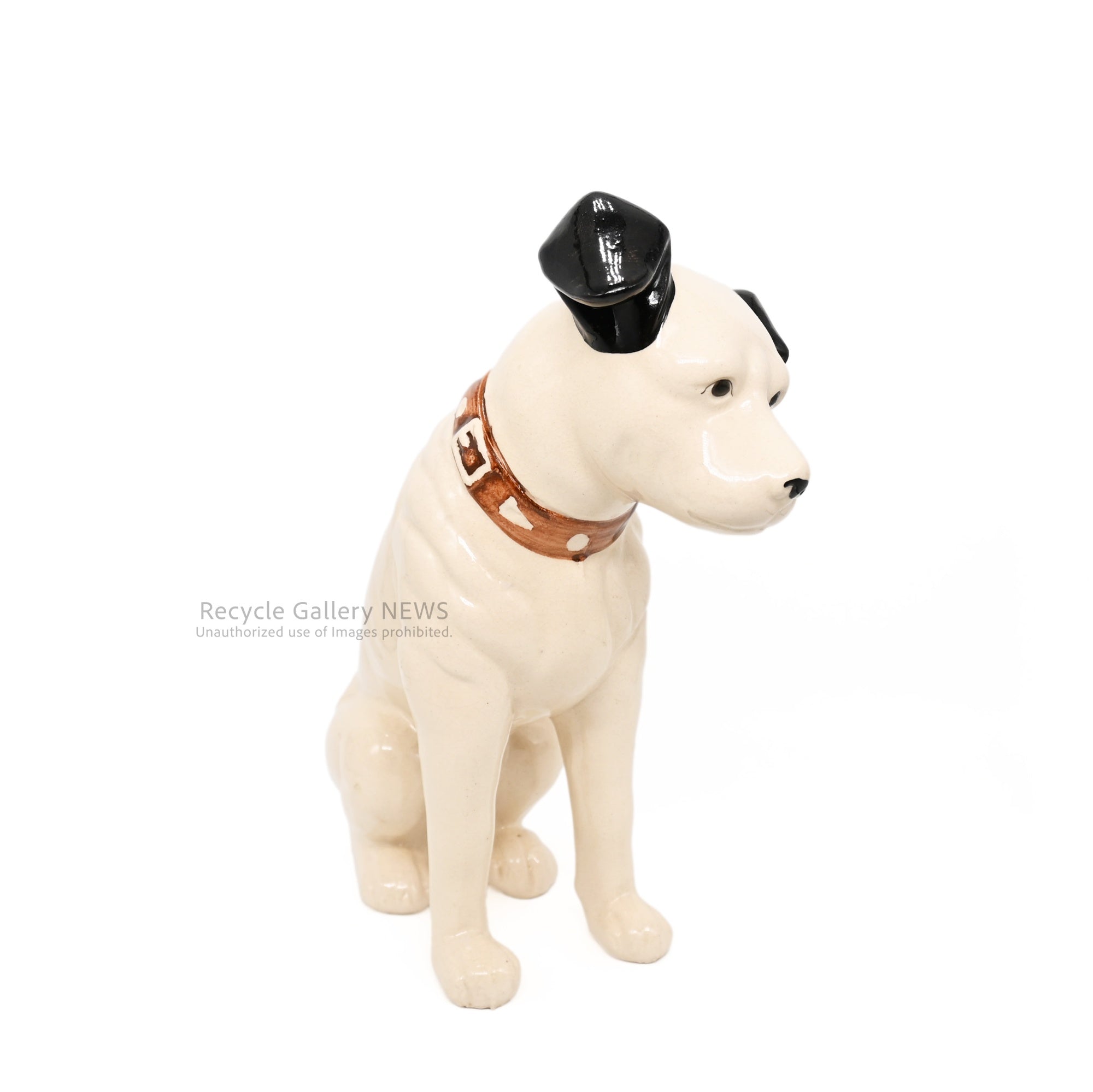 His Master's Voice "Nipper" Vintage Ceramic Dog Figurine Ornament Victor White /『主人の声』ビクター犬 ニッパー 陶器フィギュリン オブジェ 犬の置物 オーディオ レトロ 白