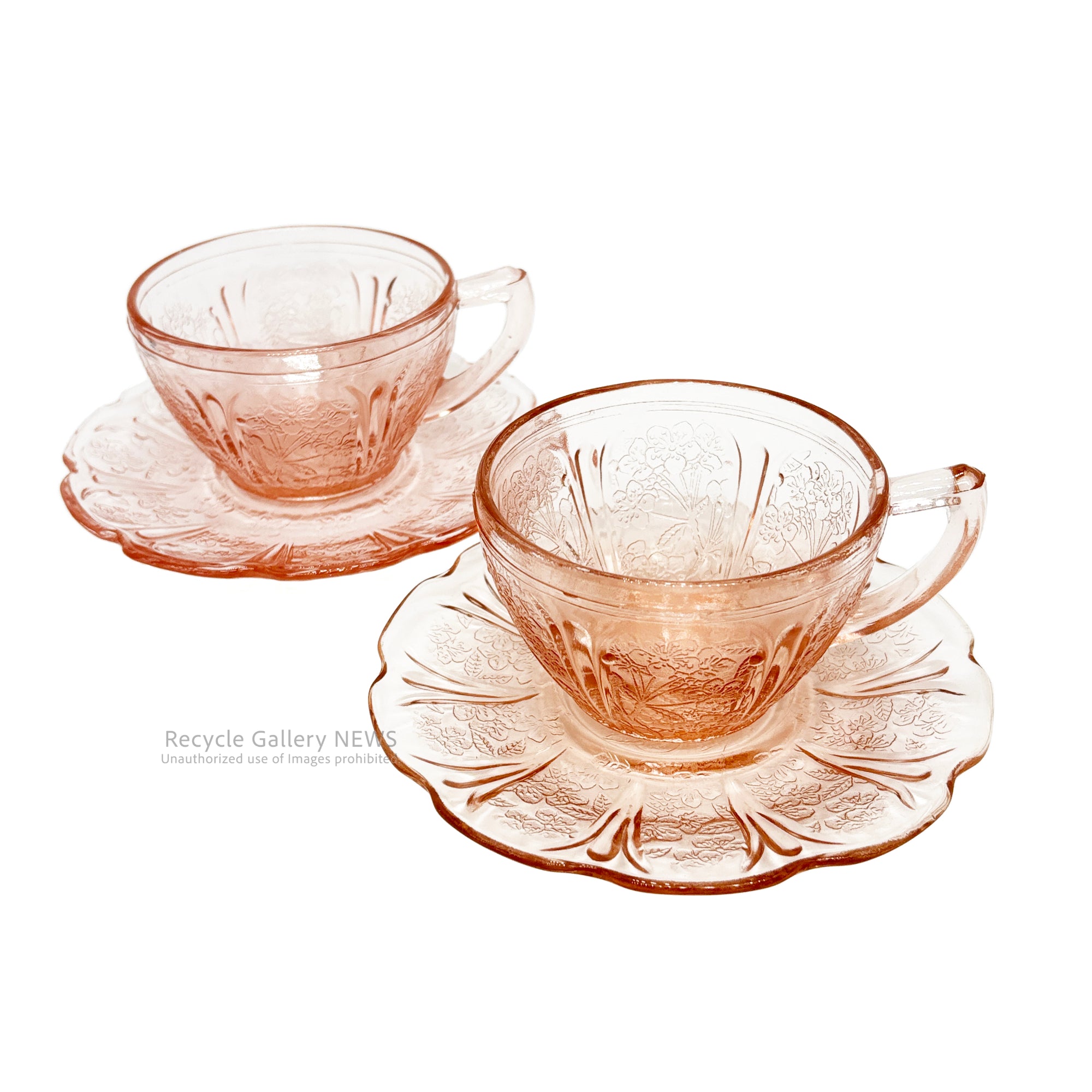 Jeannette Glass Co. Cherry Blossom C＆S U.S.A Vintage / ジャネットグラス カップ＆ソーサー ヴィンテージ 1930年代 ヴィンテージ