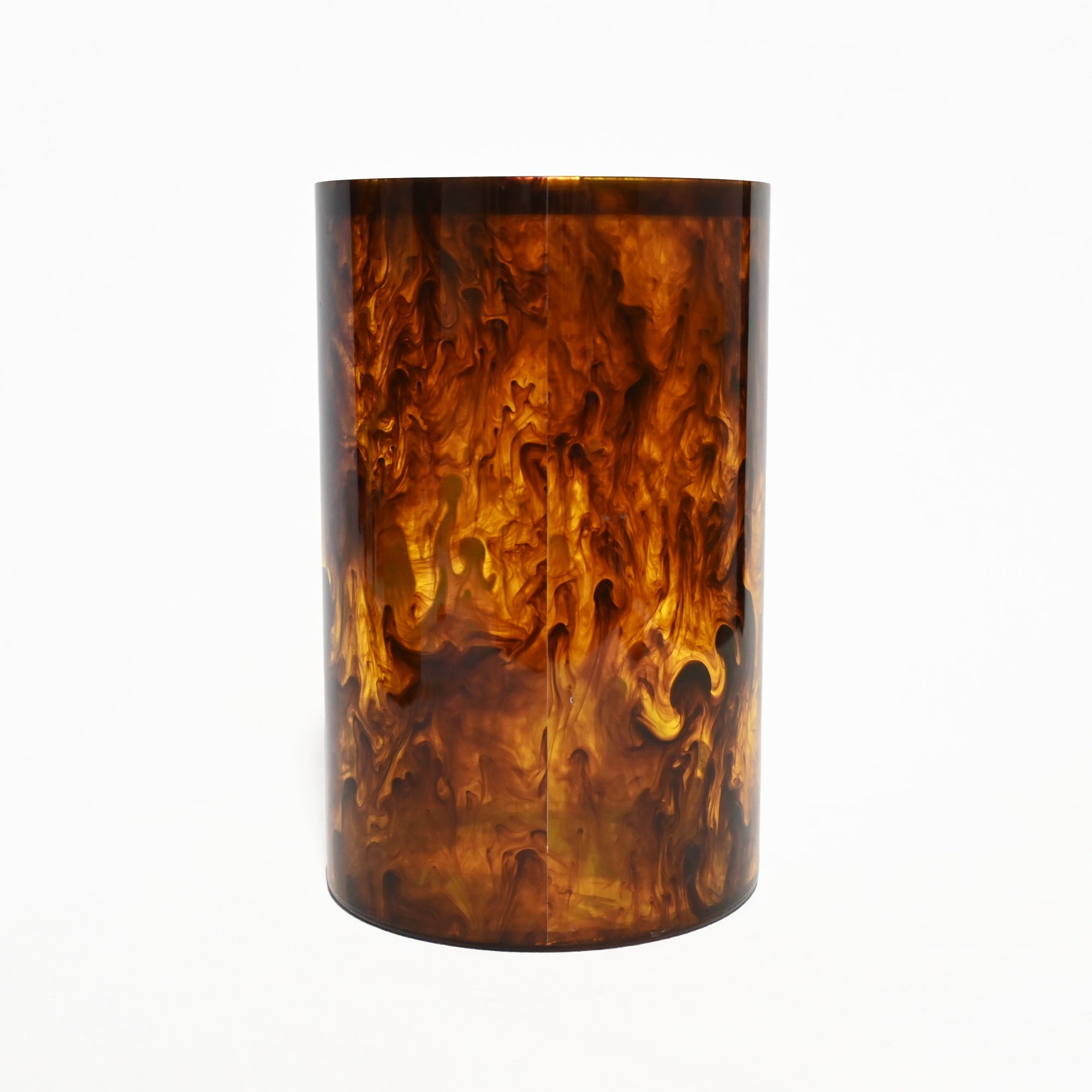 Tortoiseshell marble trash can Wastebasket Desk dustbin Cylindrical / 鼈甲風マーブル ゴミ箱 屑入れ デスク ダストボックス 筒型 卓上サイズ