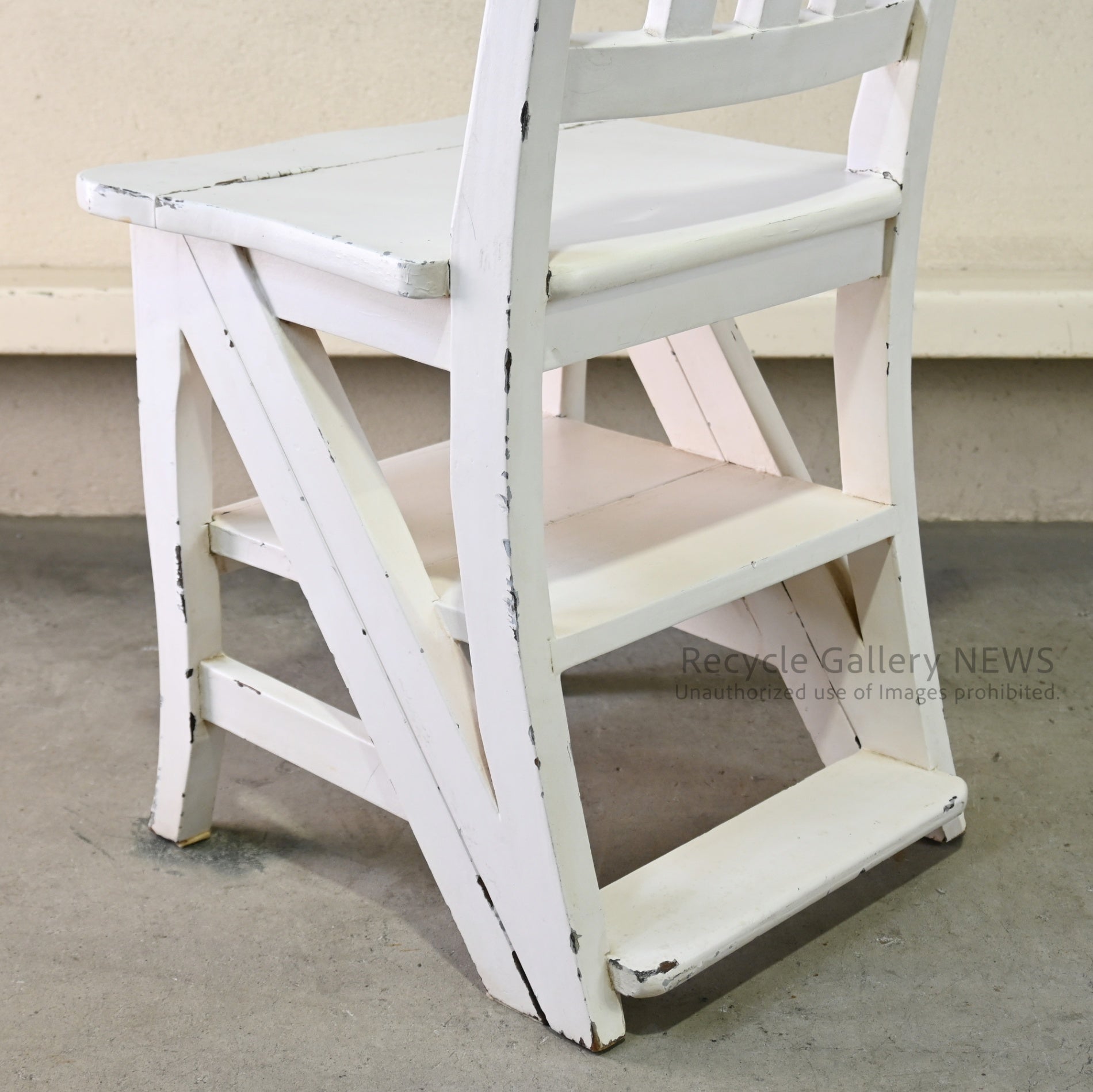 Vintage Foldable Library Step Chair White / ヴィンテージ 折りたたみ ライブラリー ステップ チェア 白
