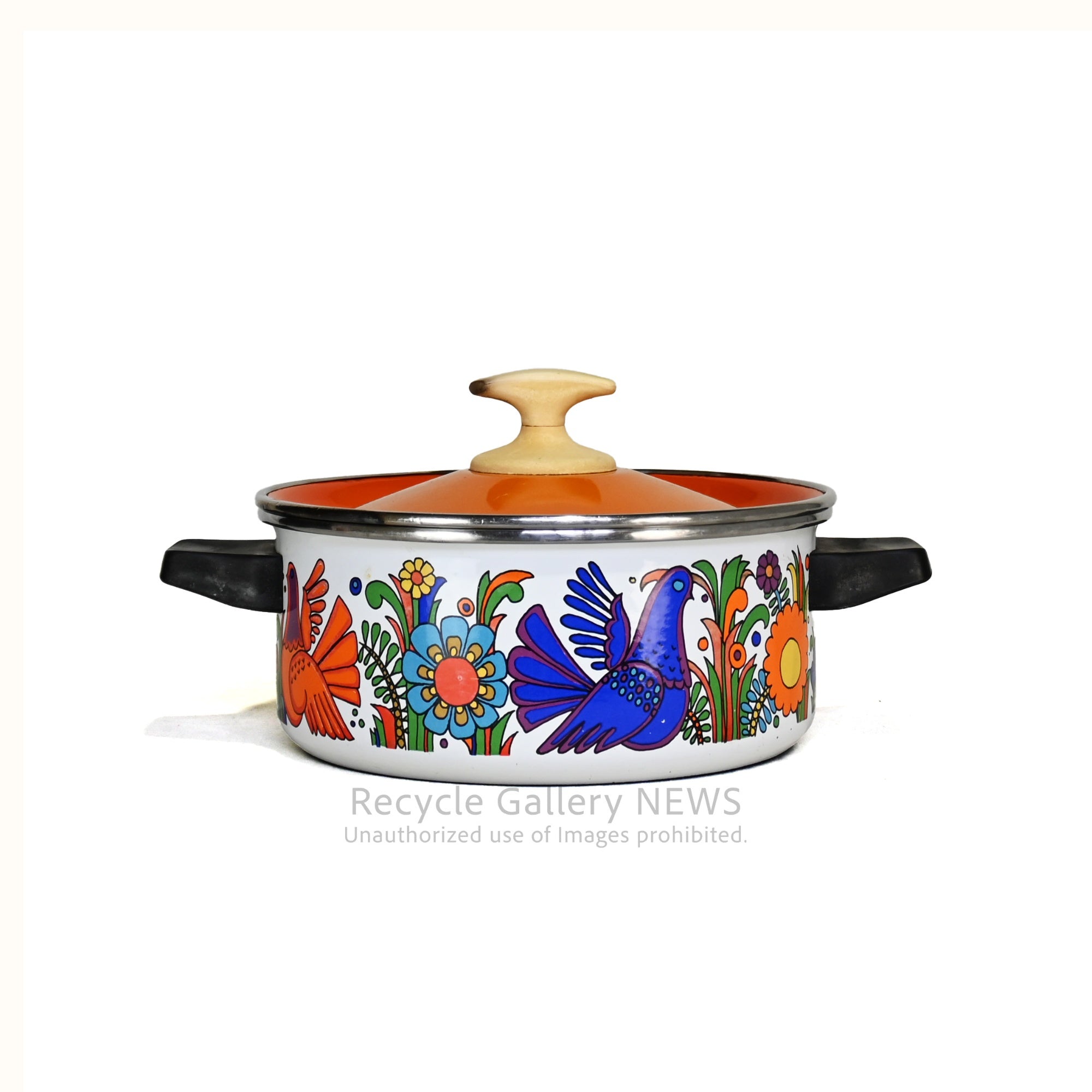 VILLEROY & BOCH ACAPULCO Enamel pot Floral and Bird German kitchen