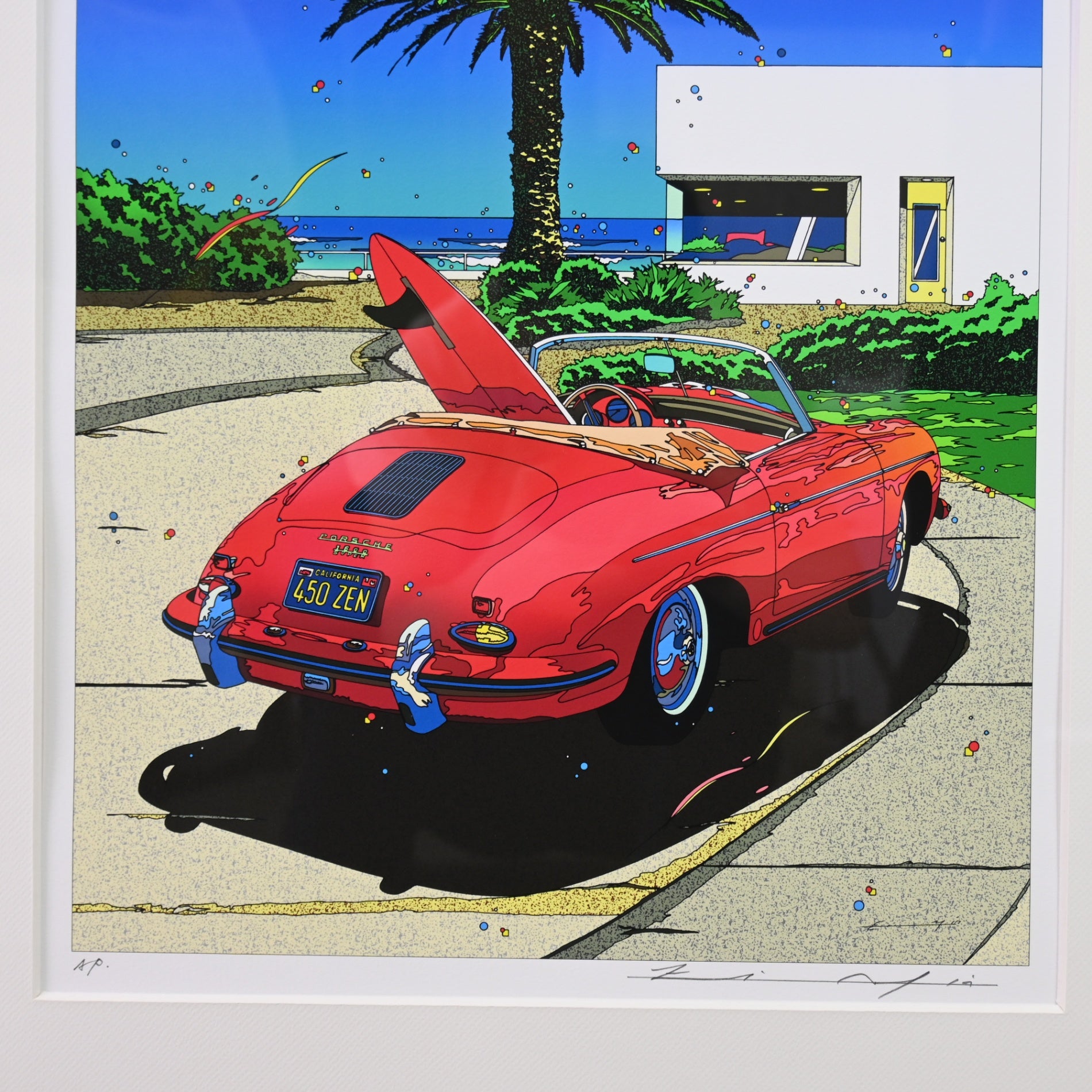 Eizin Suzuki 2012 "Rose Red Roadster" Lithograph Print Japan Art / 鈴木英人 ローズレッドロードスター E.M.グラフ リトグラフ 日本 アート