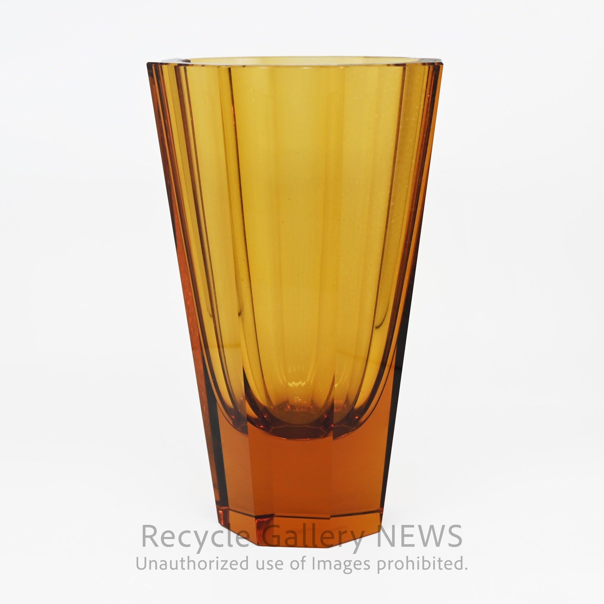 MOSER Czech Amber Potash Glass Flower Vase Artisan Craftsmanship / モーゼル ガラスフラワーベース アンバー チェコ カリガラス 花瓶 クラフツマンシップ
