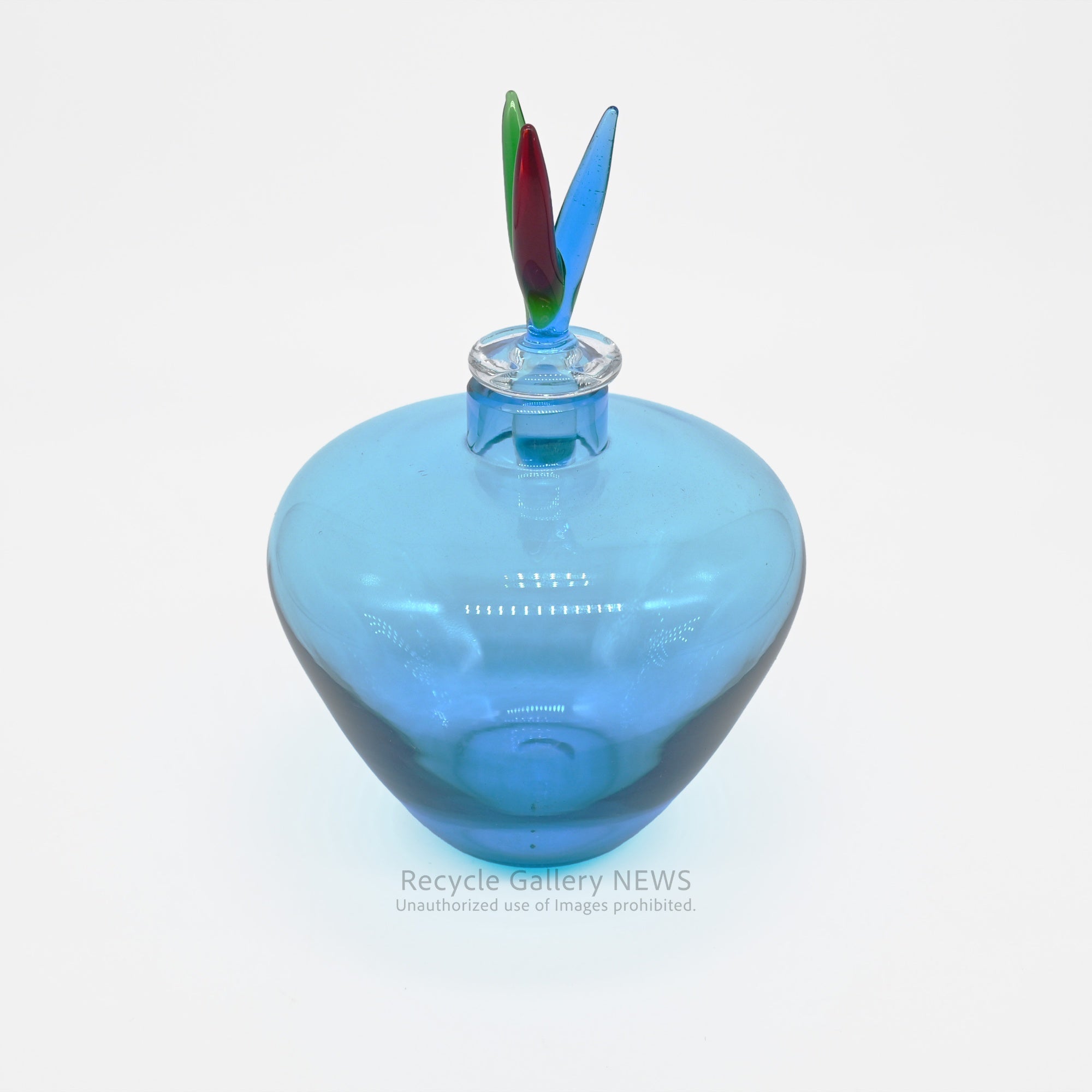 MURANO VENINI MONOFORINI Perfume Bottle Italia Blue Glass Art Piece / ムラノガラス ヴィニーニ社 香水瓶 イタリア モノフォリーニ 青色 アートピース