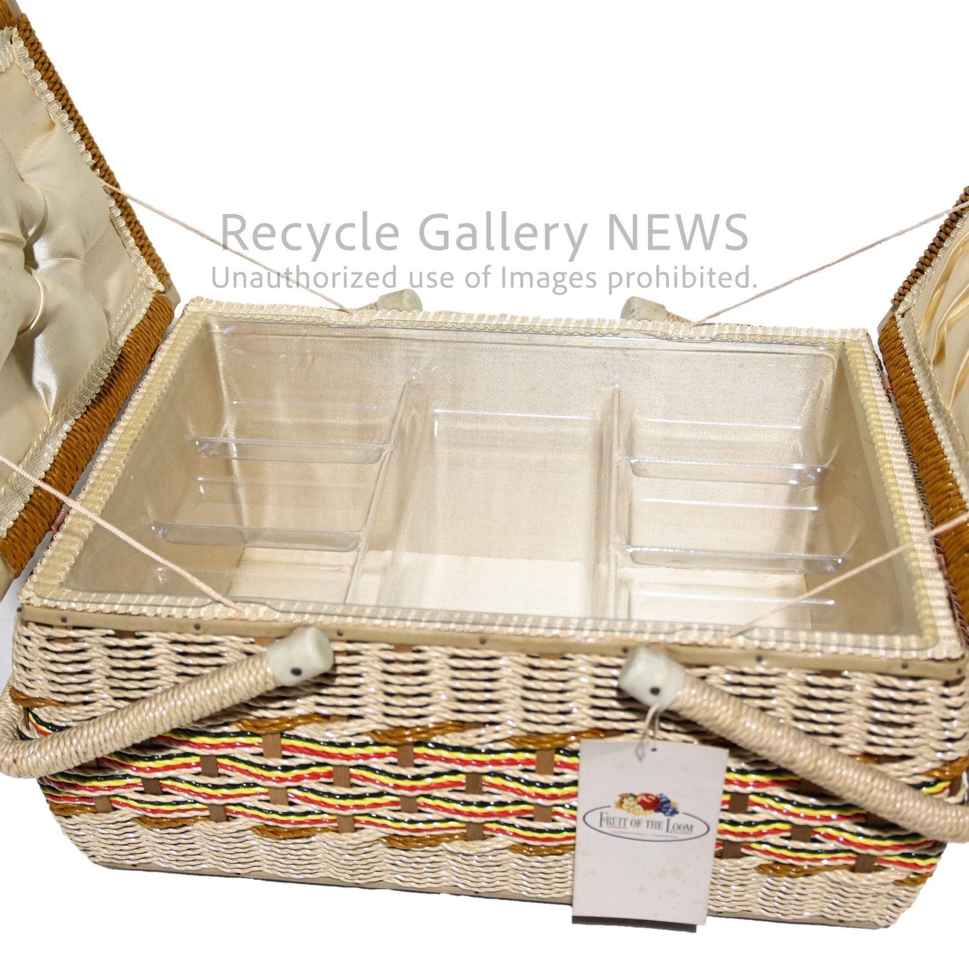 FRUIT OF THE ROOM Sewing Basket Box Retro Embroidery Vintage Unused / フルーツ・オブ・ザ・ルーム 裁縫箱 ソーイングバスケット レトロ 刺繍 ヴィンテージ 未使用 新古品