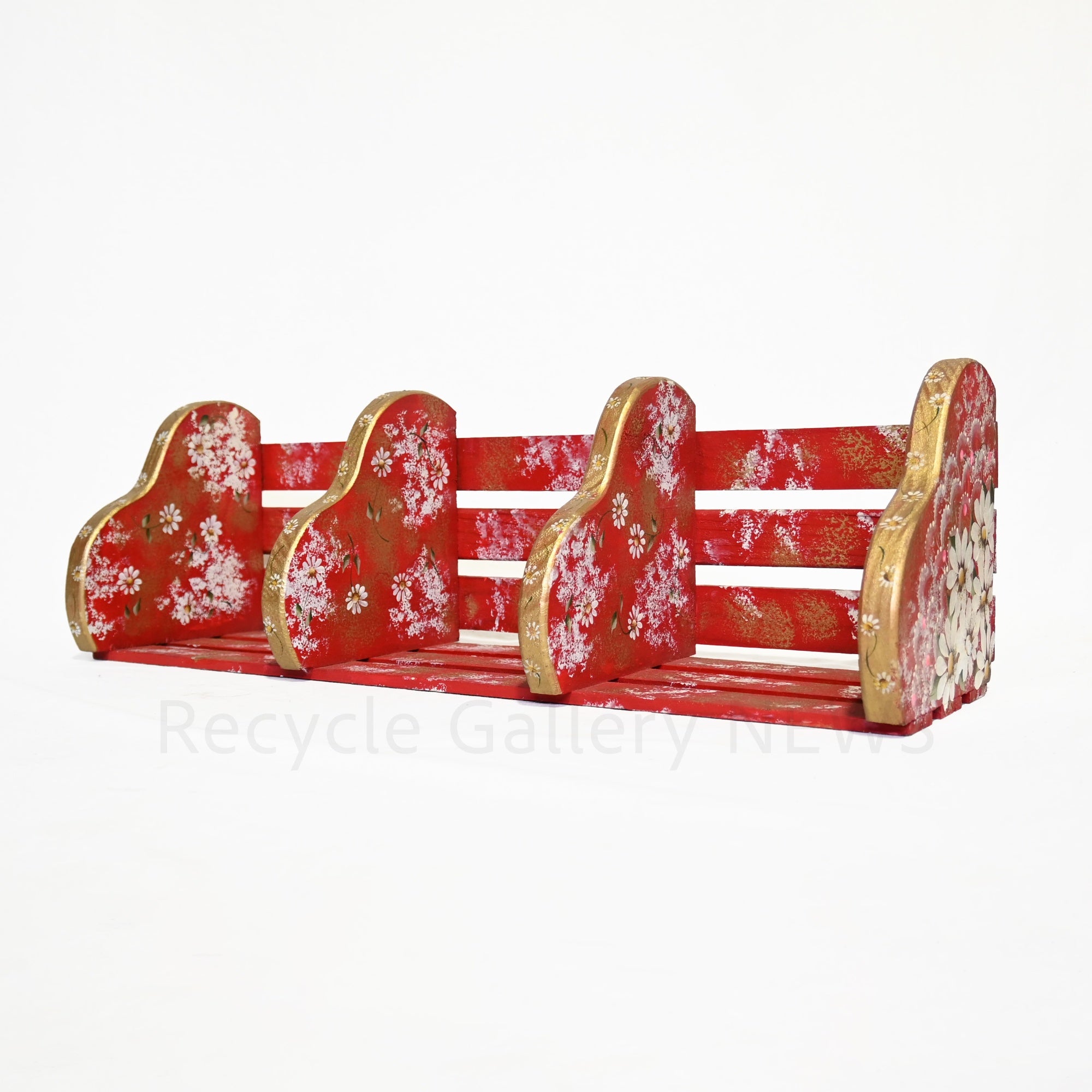 Tole painting floral pattern Book stand Handmade USA / トールペイント フラワー柄 ブックスタンド 本立て ハンドメイド アメリカ