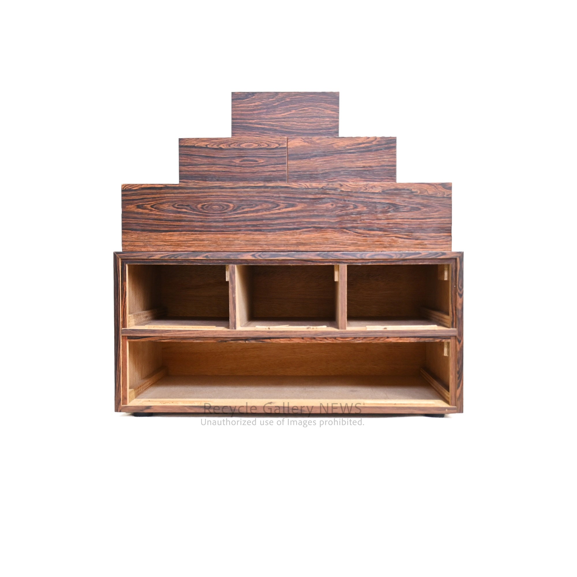Rosewood-print Veneer small drawer unit with 4 drawers Showa retro style / ローズウッドプリント 突板小引き出し 引出4杯 昭和レトロ