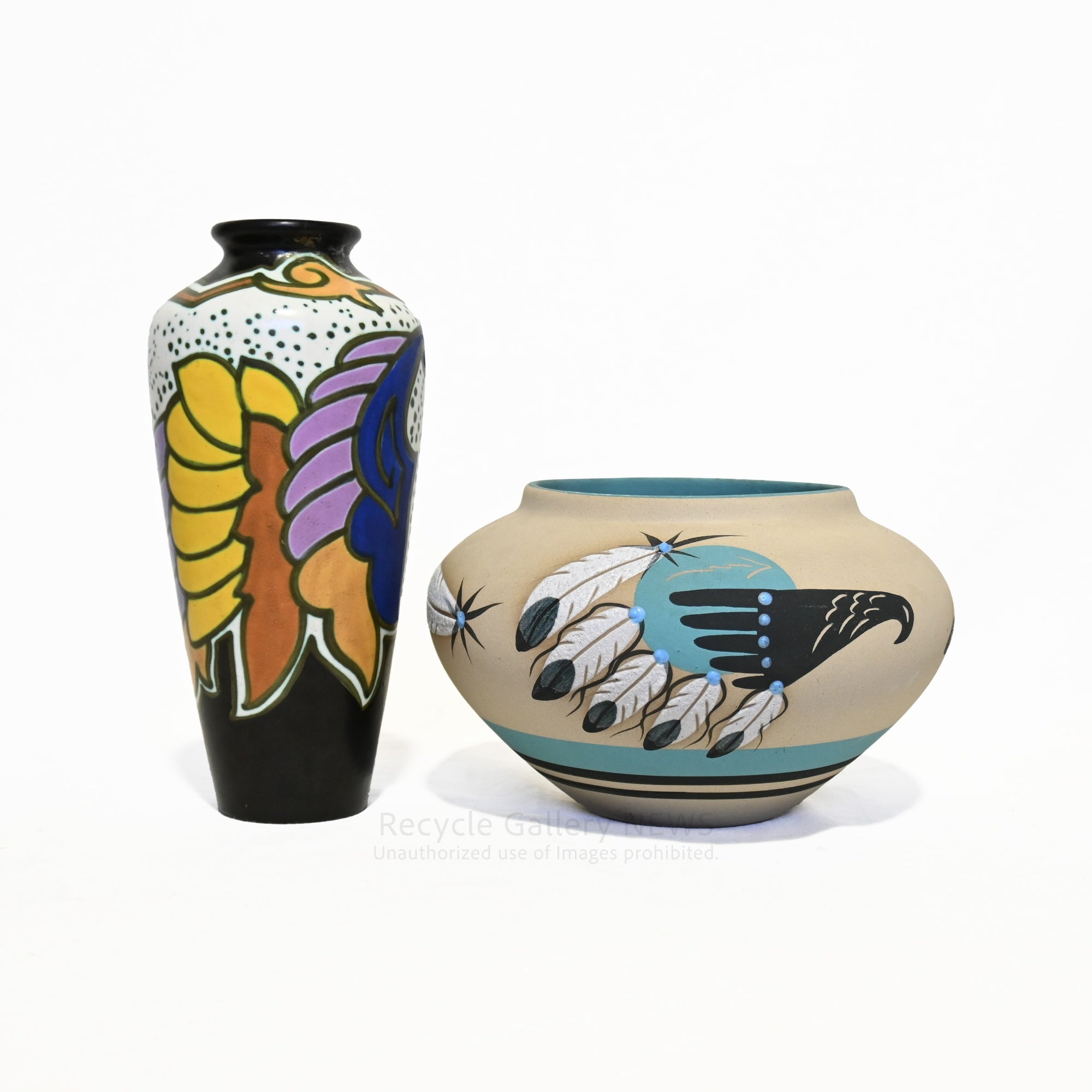 Betty Selby Native American motif Ceramic pot Vase Interior object / ベティ・セルビー ネイティブアメリカン モチーフ 陶磁器 ポット 花瓶 インテリアオブジェ
