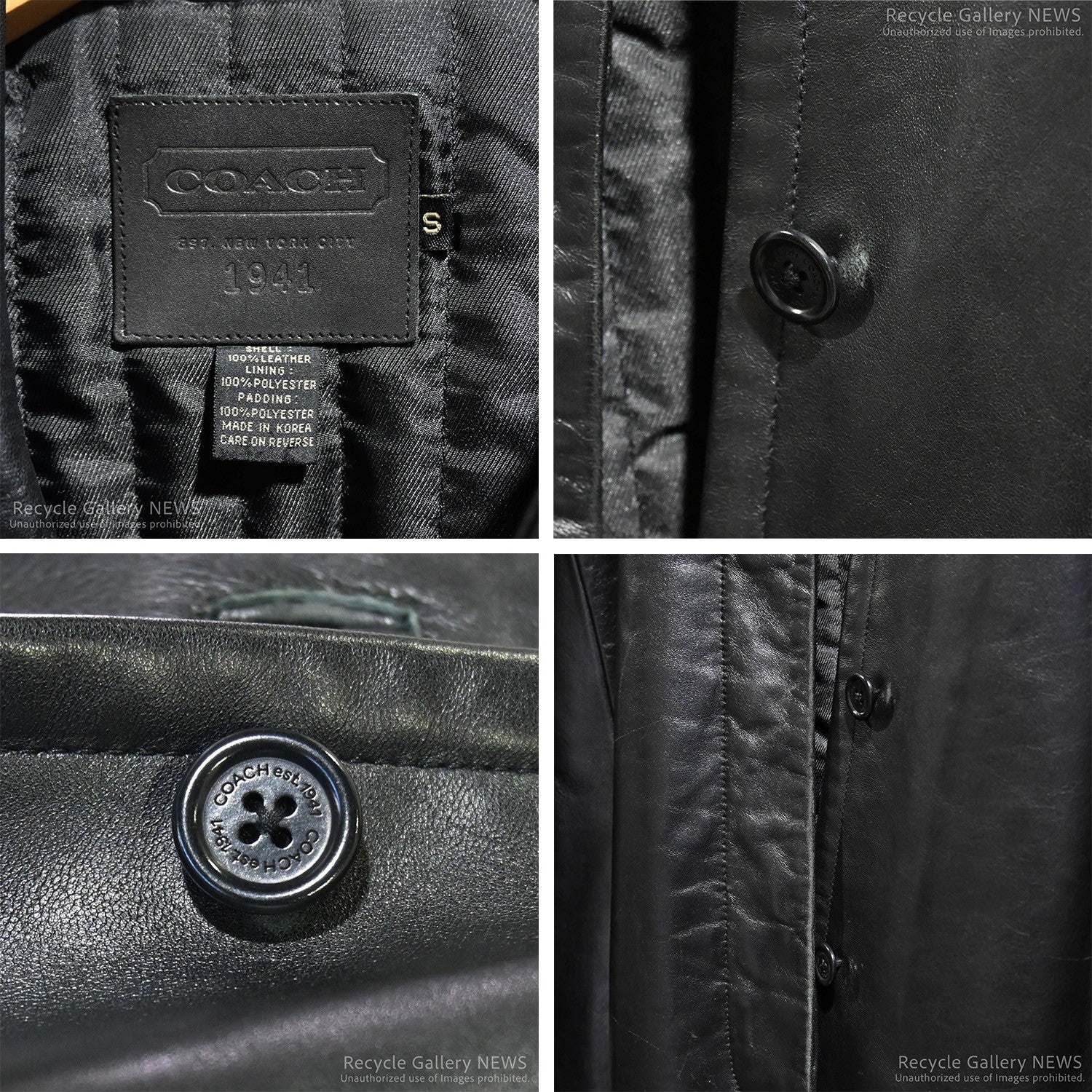 COACH Black Leather Car Coat Lambskin / コーチ ラムレザー カーコート 黒